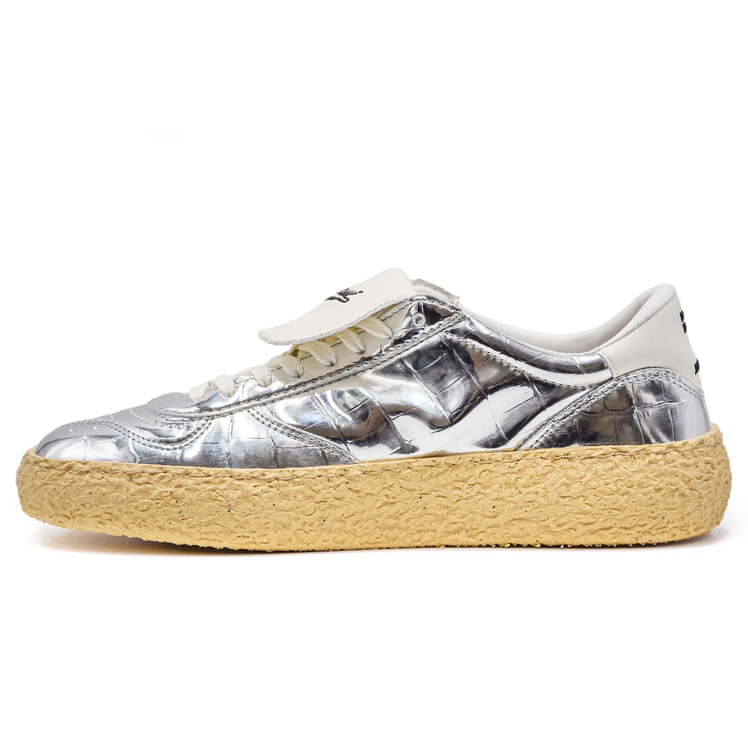 Sneakers Donna Puraai Argento Con Linguetta Bianca Logata - Image 3
