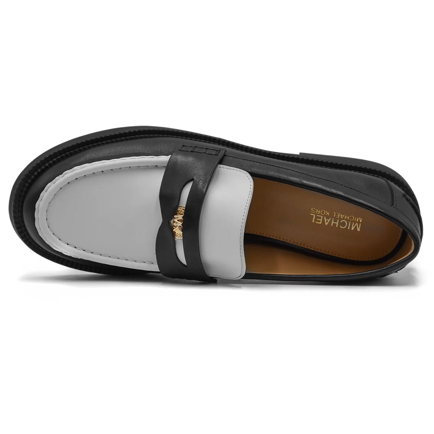 Mocassini Michael Kors Donna Bianco Nero Con Leggero Tacco Gomma - Image 5