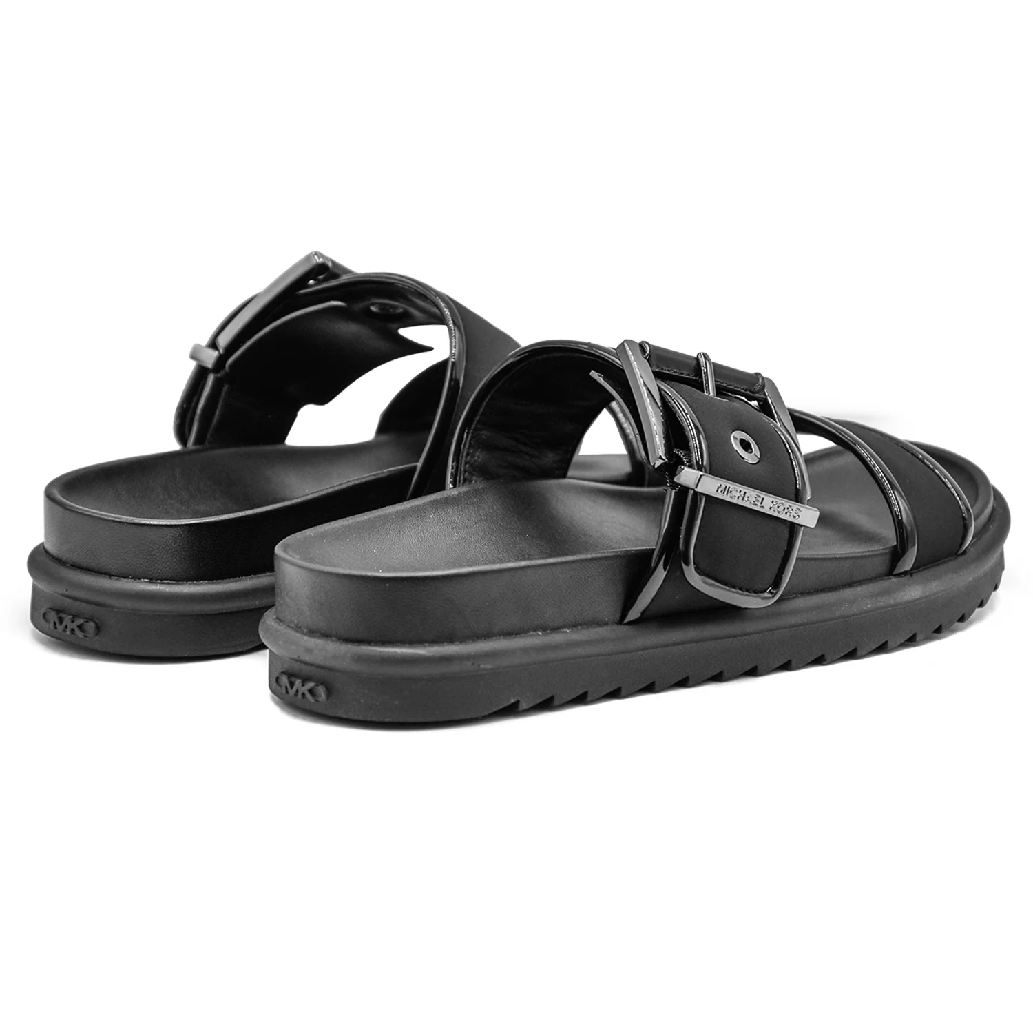 Michael Kors Colby Slide Sandali Donna Nero Con Fibbia Oversize - Image 3