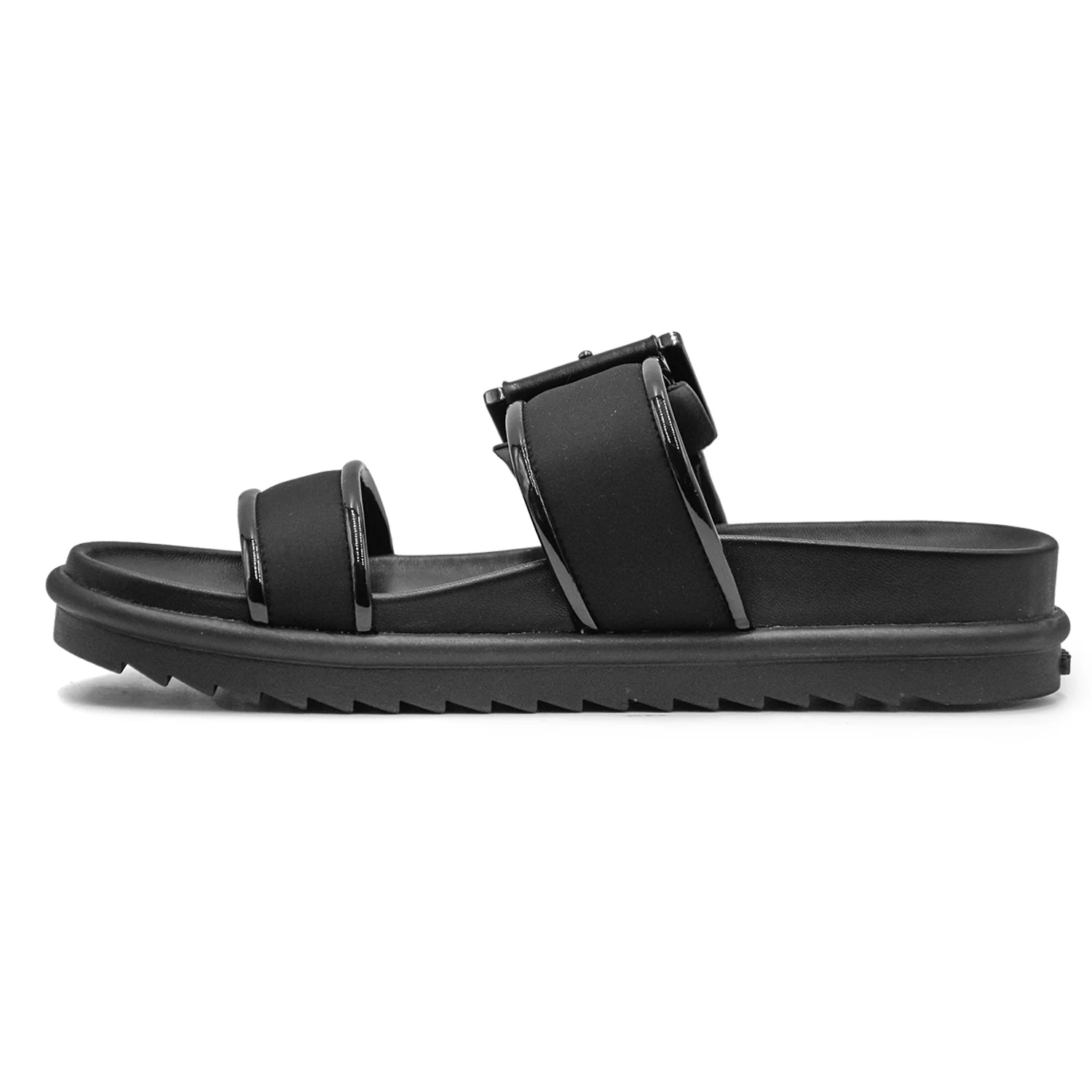 Michael Kors Colby Slide Sandali Donna Nero Con Fibbia Oversize - Image 4