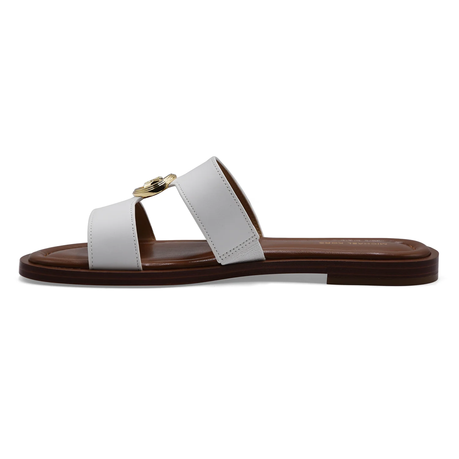 Sandali Donna Michael Kors ERIN FLAT Bianco Con Sottopiede Cuoio - Image 4