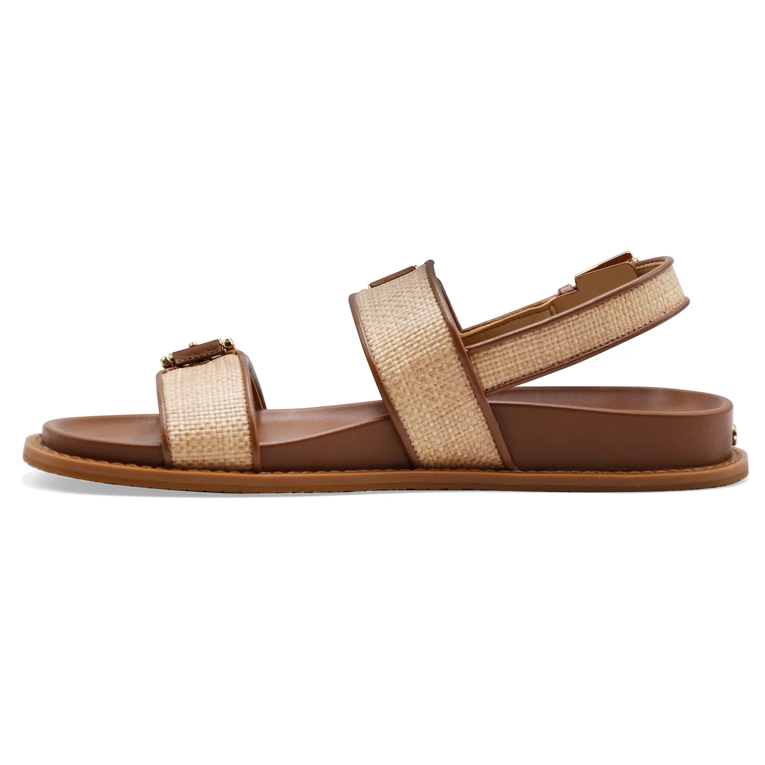 Sandali Flat Donna Michael Kors Nia Woven Straw Cuoio Luggage - Image 4