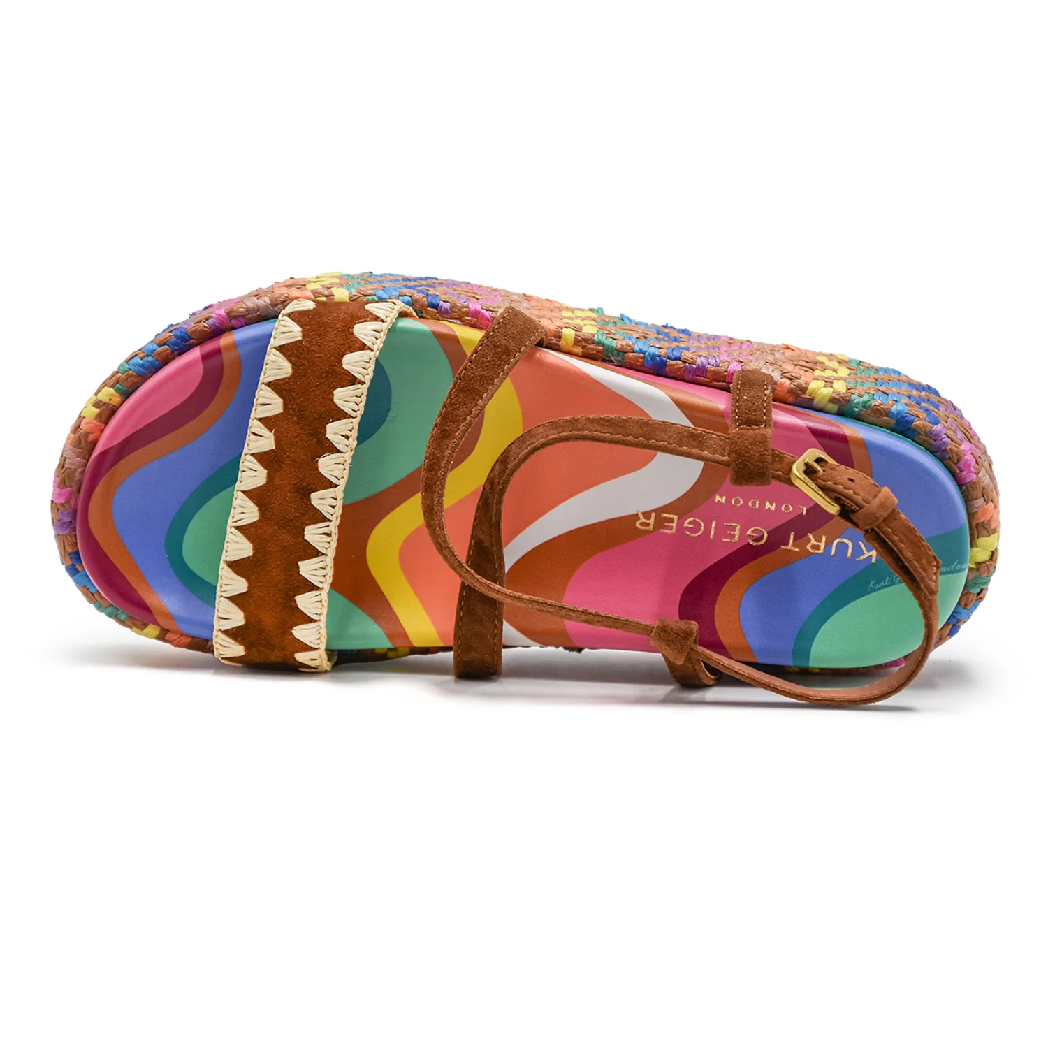 Sandali Kurt Geiger Donna Marrone Platform Plantare Arcobaleno - Image 3