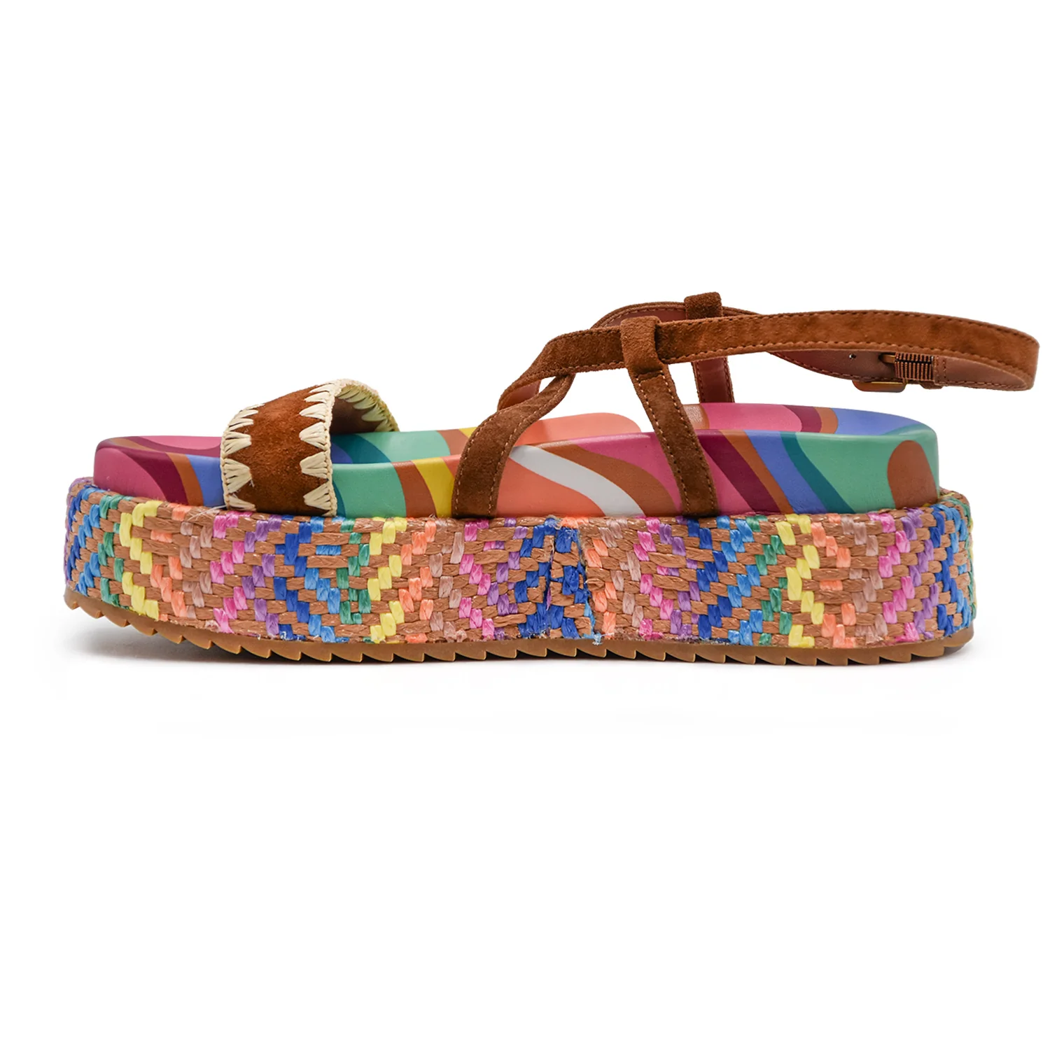 Sandali Kurt Geiger Donna Marrone Platform Plantare Arcobaleno - Image 4