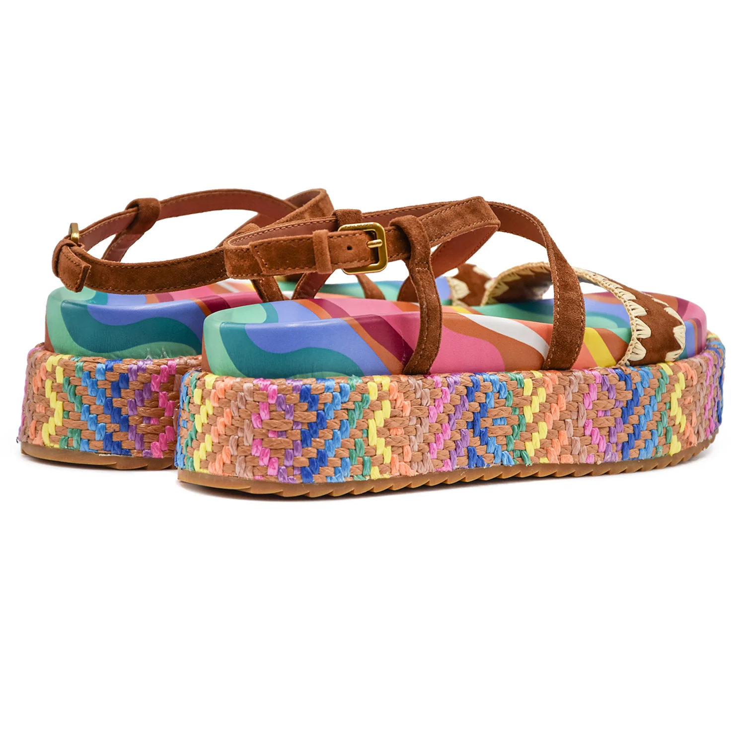 Sandali Kurt Geiger Donna Marrone Platform Plantare Arcobaleno - Image 5