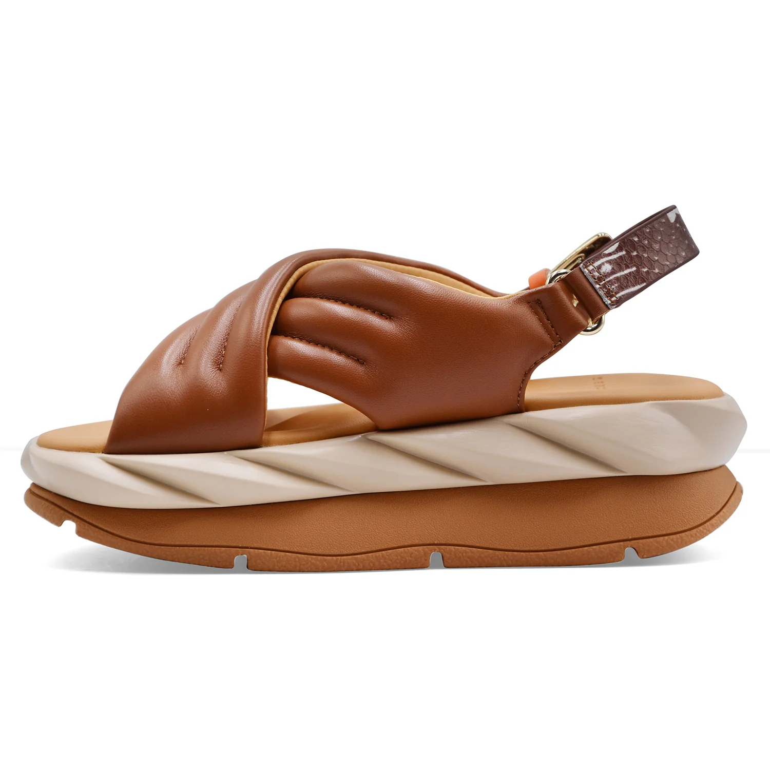 Sandali Donna 4CCCCEES Mellow Mana Pelle Marrone Con Platform - Image 4