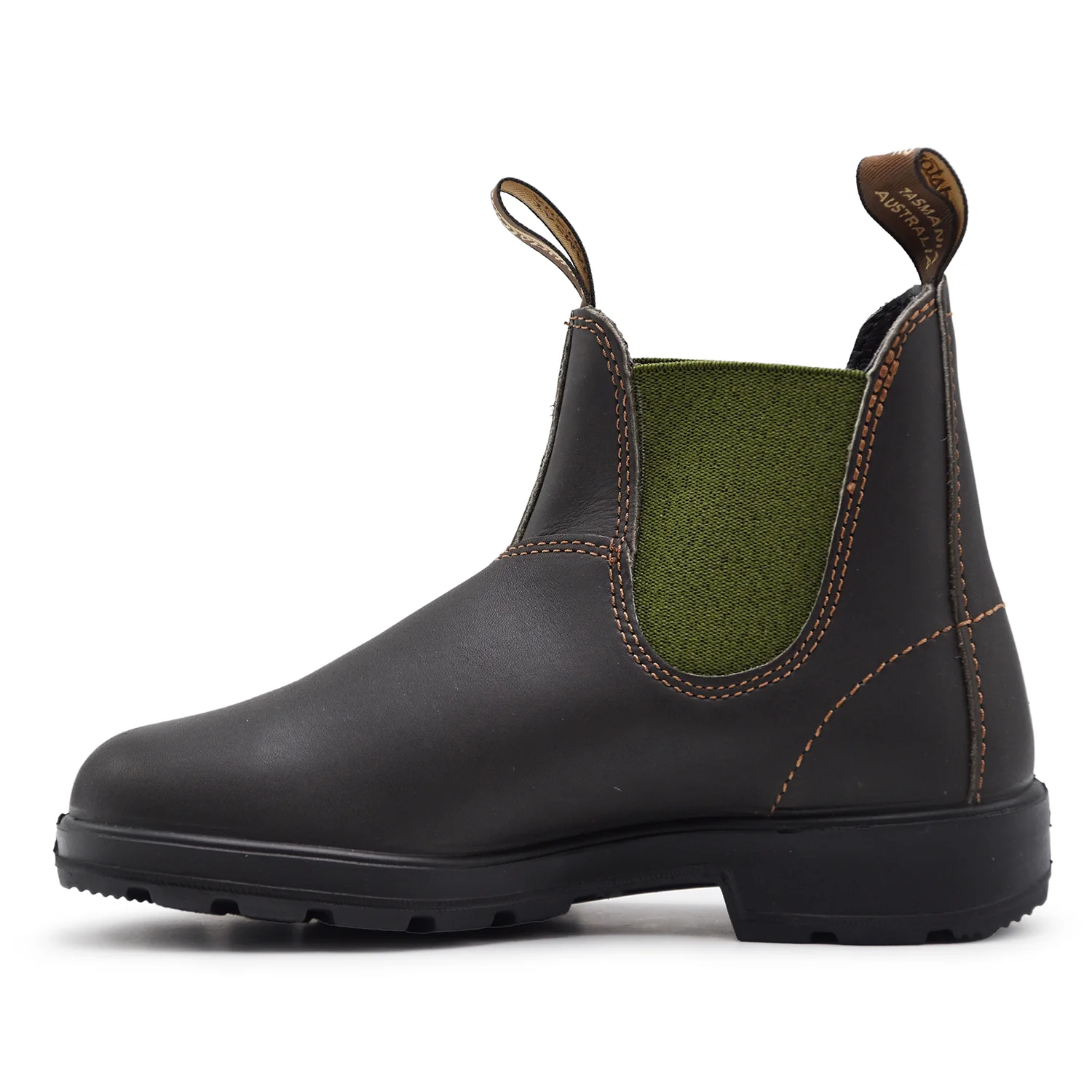 Beatles Blundstone 519 Donna Pelle Marrone Con Tessuto Verde - Image 4