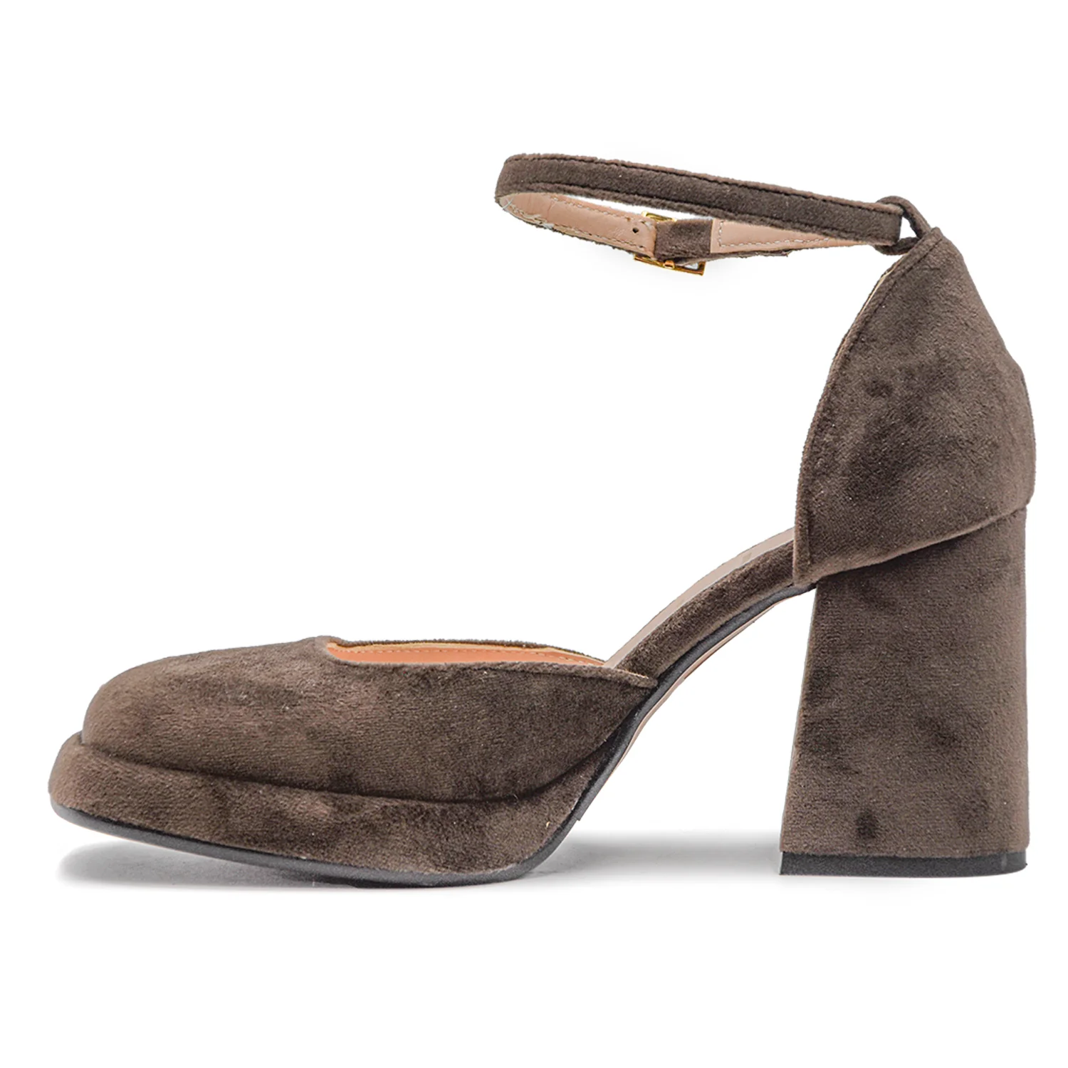 Chanel Fango Matteo Pitti Velluto Dallo Stabile Tacco Largo Donna - Image 3