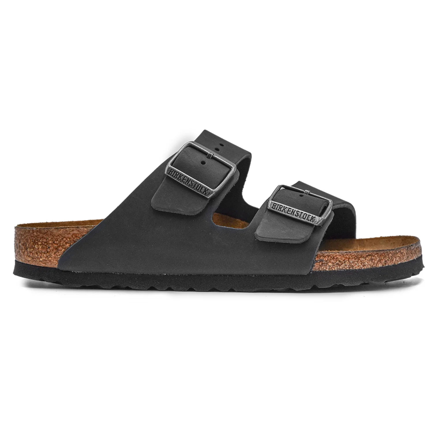 Birkenstock Donna Arizona Nero Con Plantare In Sughero E Lattice