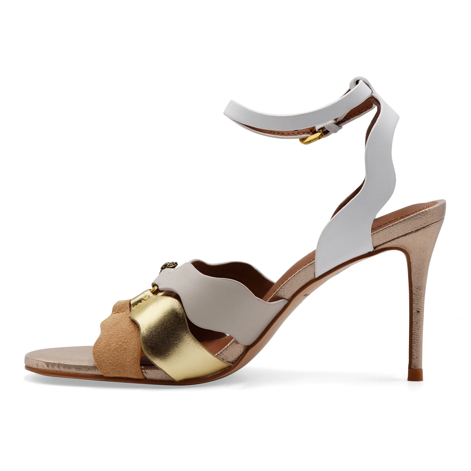 Kurt Geiger Sandali Donna SUN WAVE SANDAL Bianco E Oro Con Tacco - Image 4