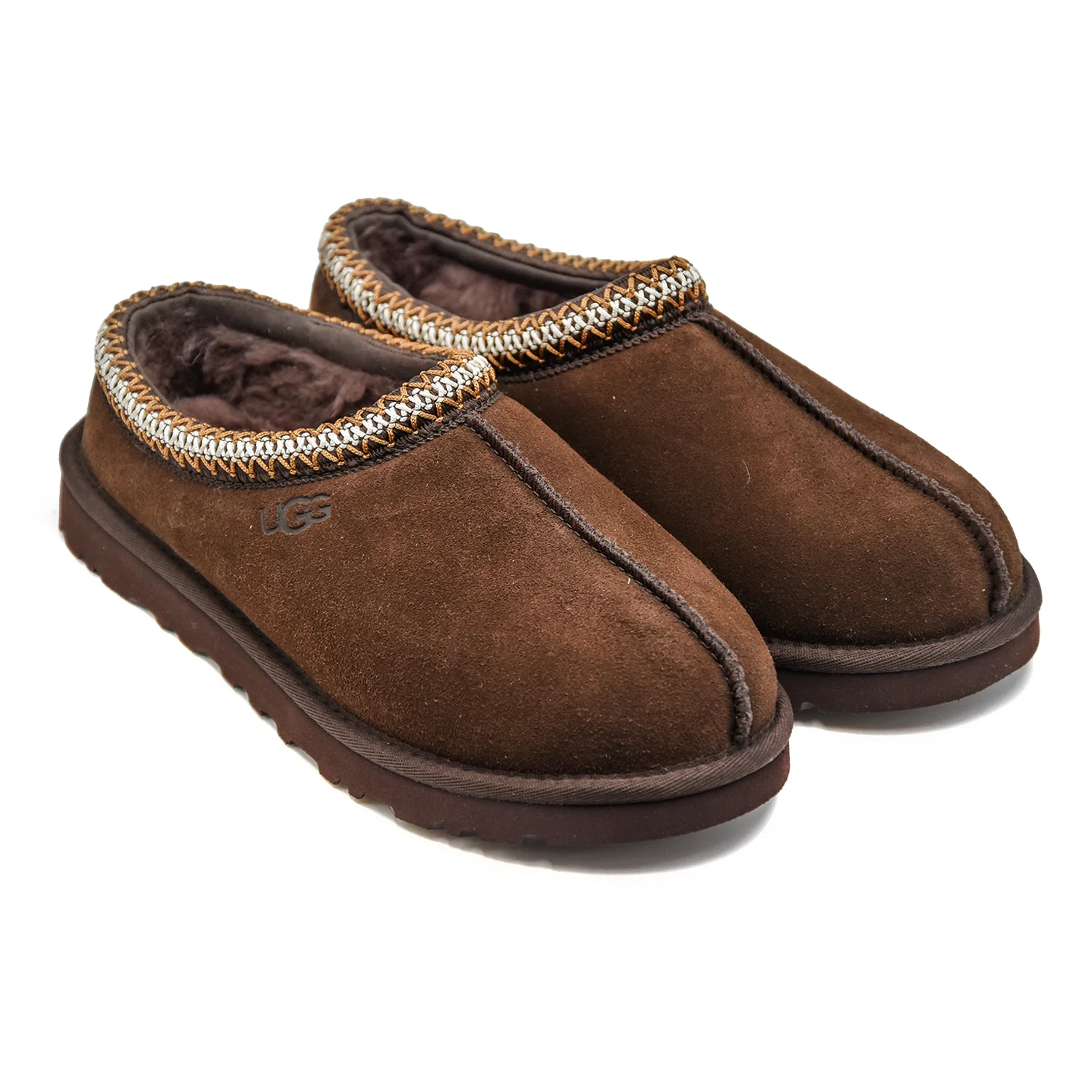 Ugg Tasman Uomo Sabot Marrone Collarino Intrecciato A Contrasto - Image 2