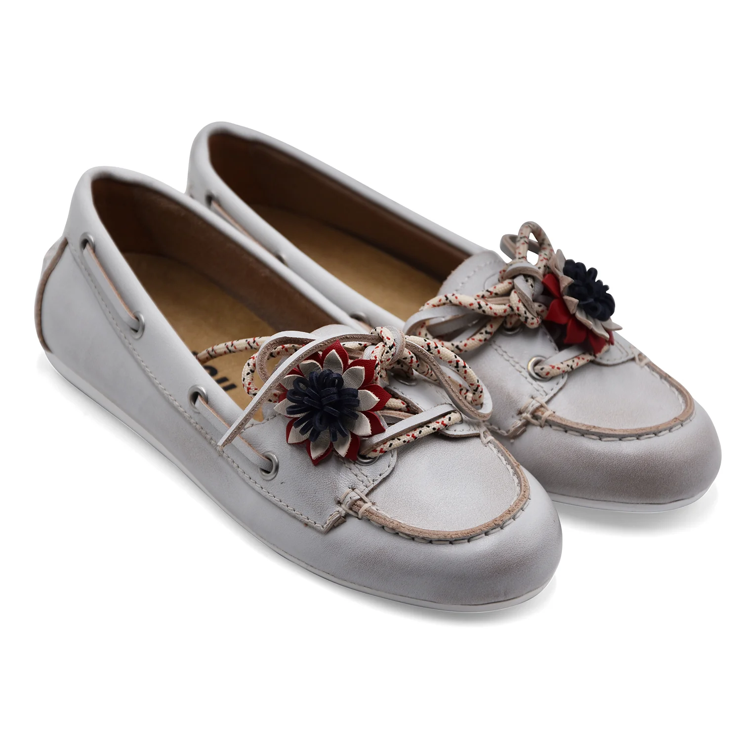 Bibi Lou Scarpe Da Barca Donna Pelle Bianco Vintage TANA LOAFER - Image 2