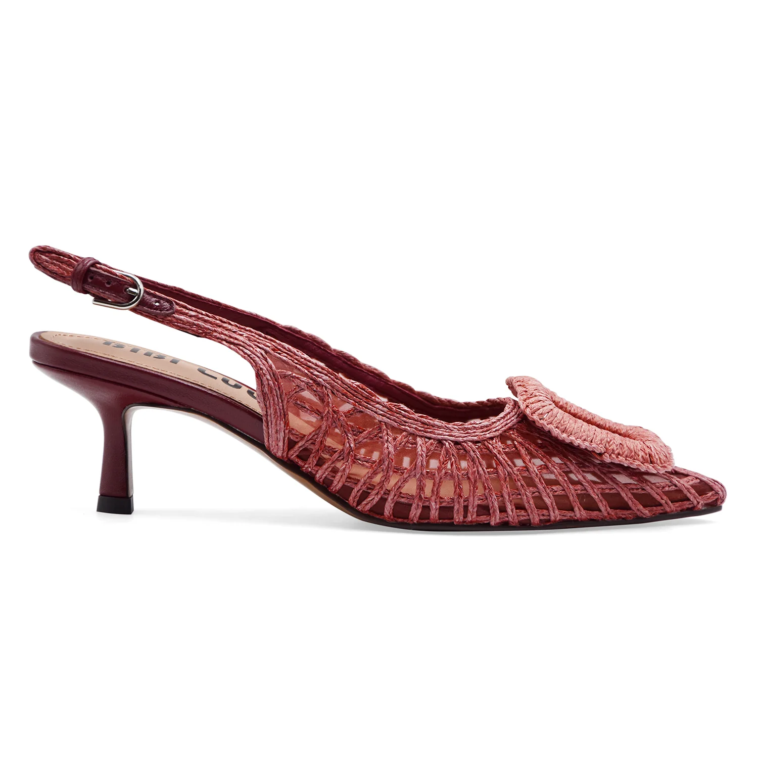 Slingback Bibi Lou Donna Burgundi Intrecciato Con Maxi Fibbia