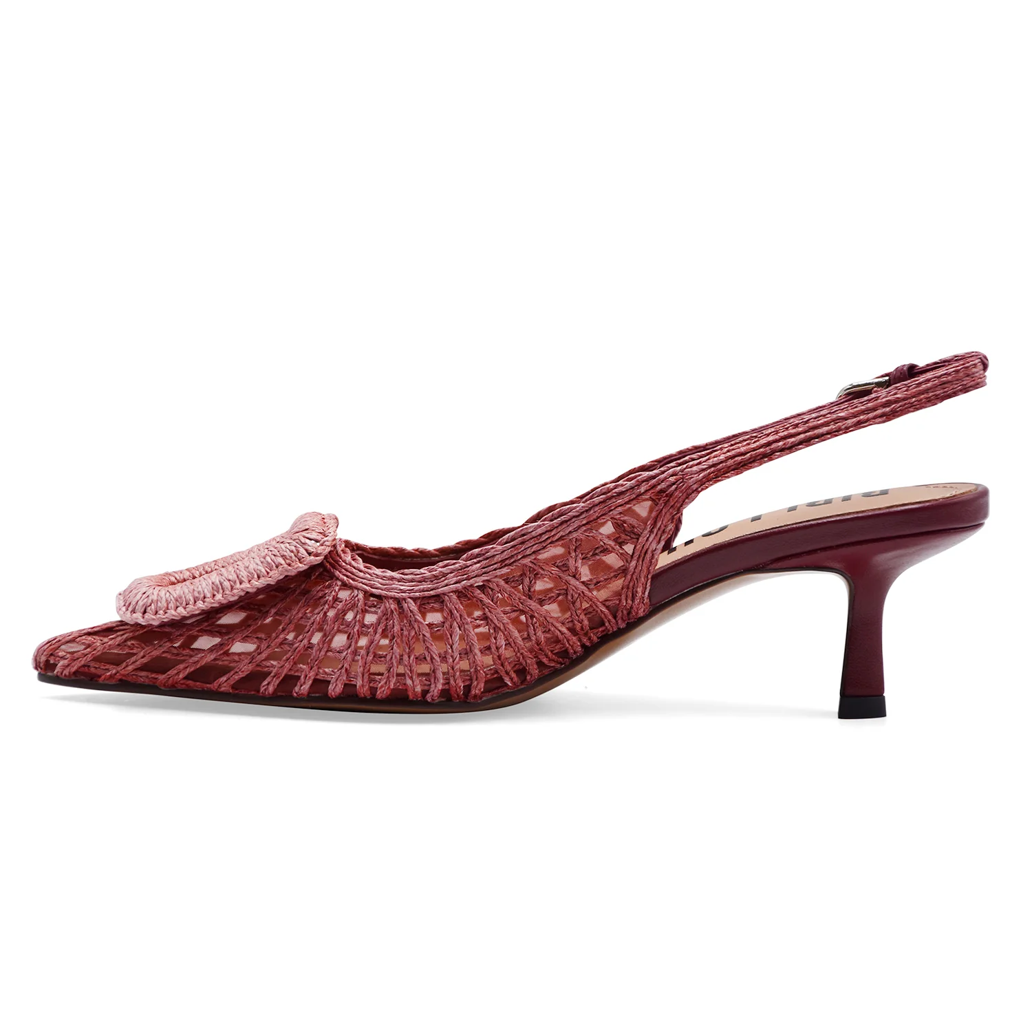 Slingback Bibi Lou Donna Burgundi Intrecciato Con Maxi Fibbia - Image 2