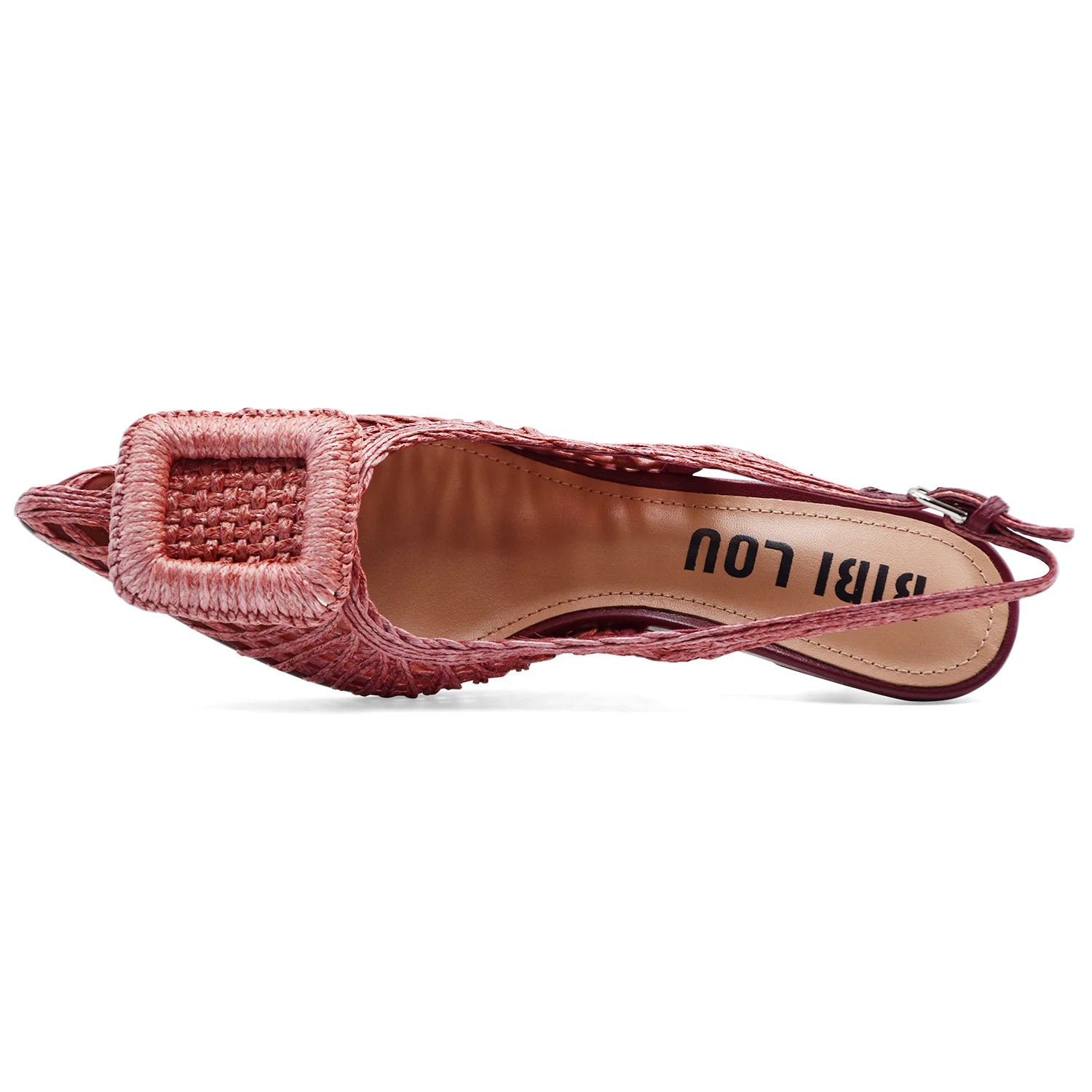 Slingback Bibi Lou Donna Burgundi Intrecciato Con Maxi Fibbia - Image 3