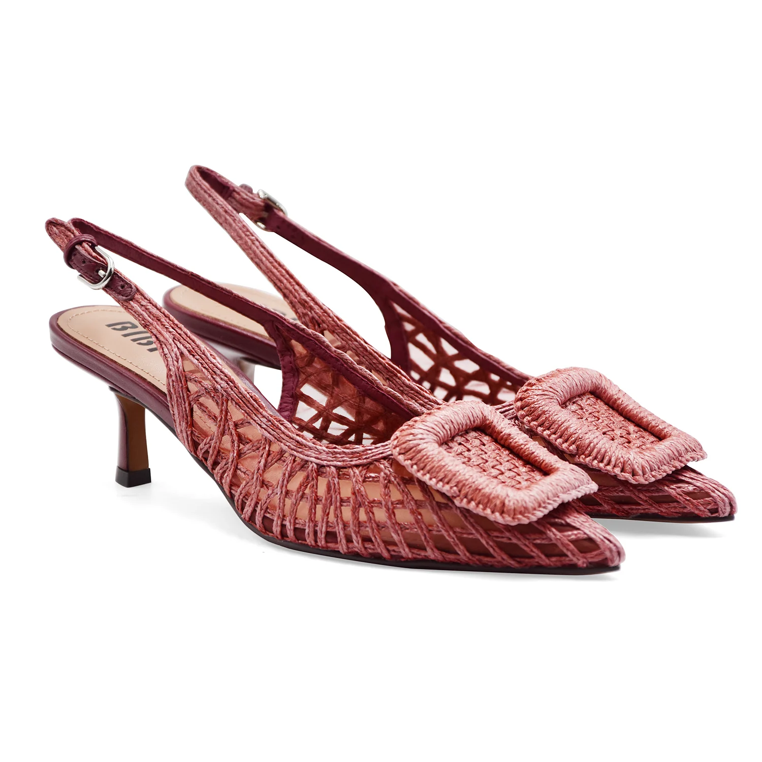 Slingback Bibi Lou Donna Burgundi Intrecciato Con Maxi Fibbia - Image 4
