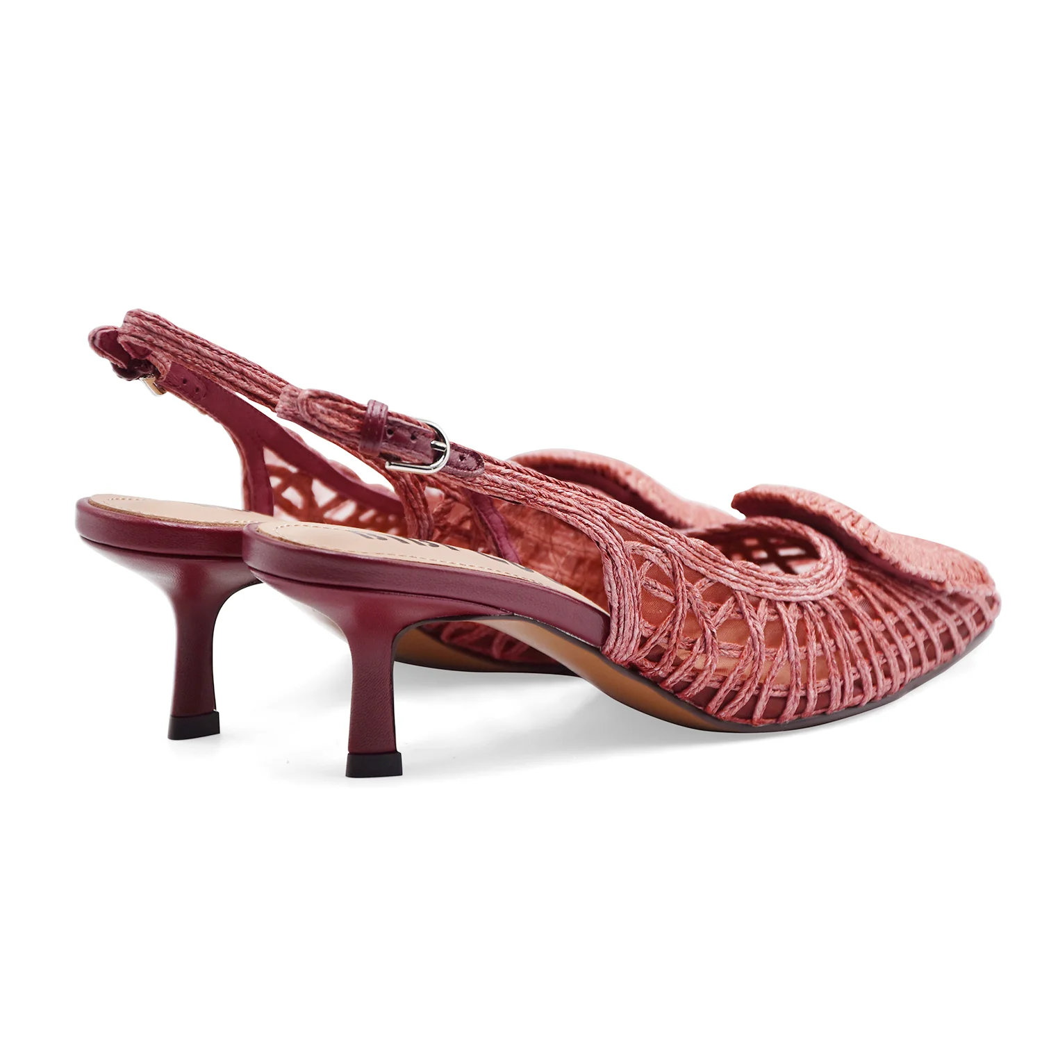 Slingback Bibi Lou Donna Burgundi Intrecciato Con Maxi Fibbia - Image 5