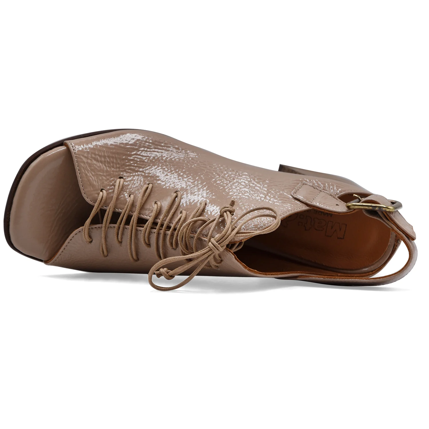 Sandali Allacciati Donna Mat:20 6528 Pelle Beige Fatta A Mano - Image 3