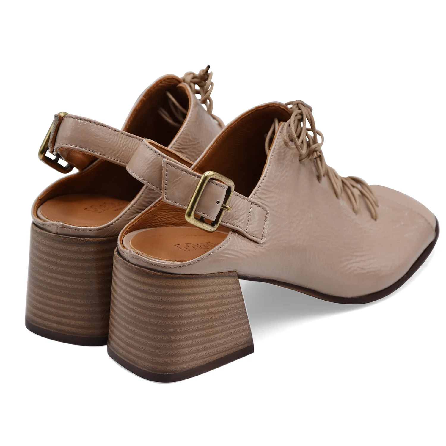 Sandali Allacciati Donna Mat:20 6528 Pelle Beige Fatta A Mano - Image 4