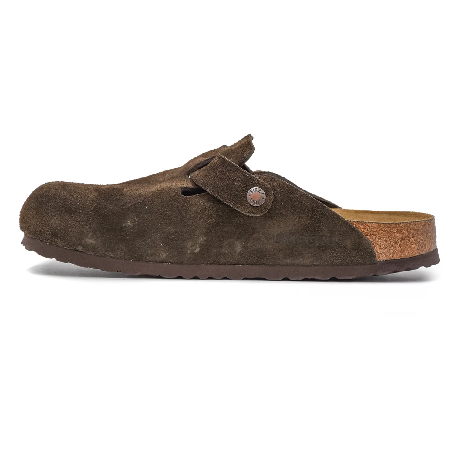 Sabot Birkenstock Boston Uomo In Camoscio Mocca Plantare Soft - Image 3
