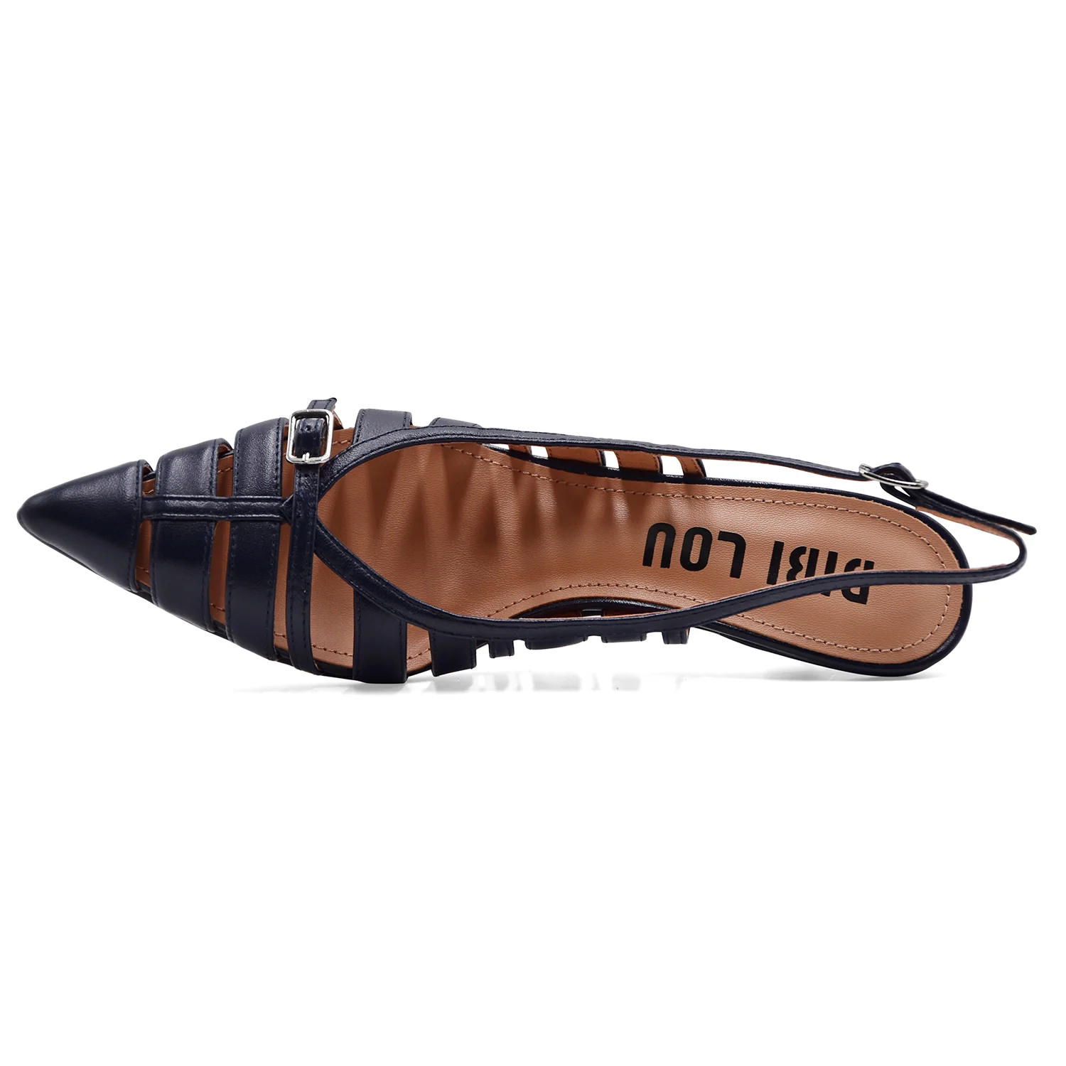 Bibi Lou Chanel Donna Pelle Blu ALI PUMP 55 Silhouette A Punta - Image 3