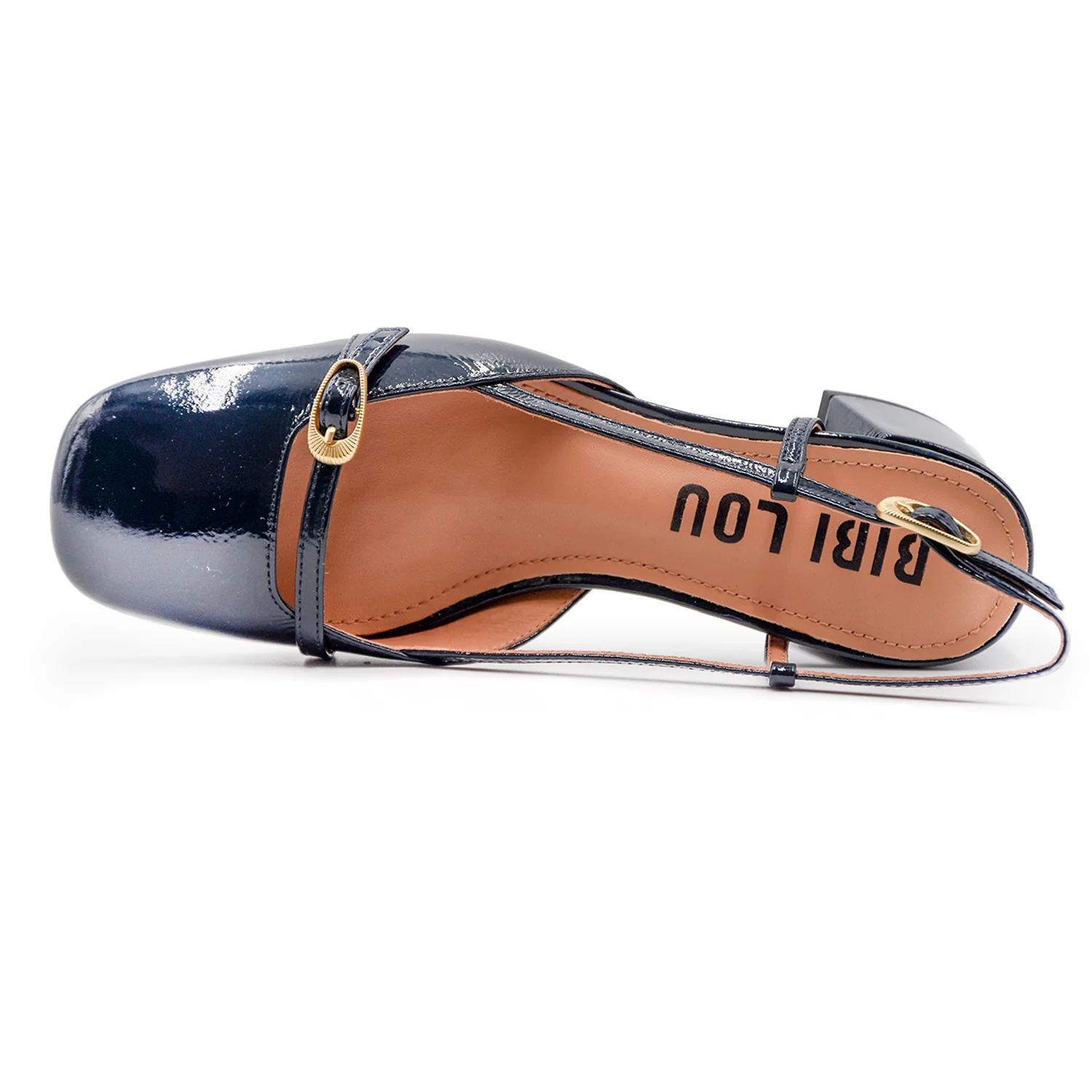 Bibi Lou Donna Modello Chanel Blu Scuro Con Tacco Quadrato - Image 3