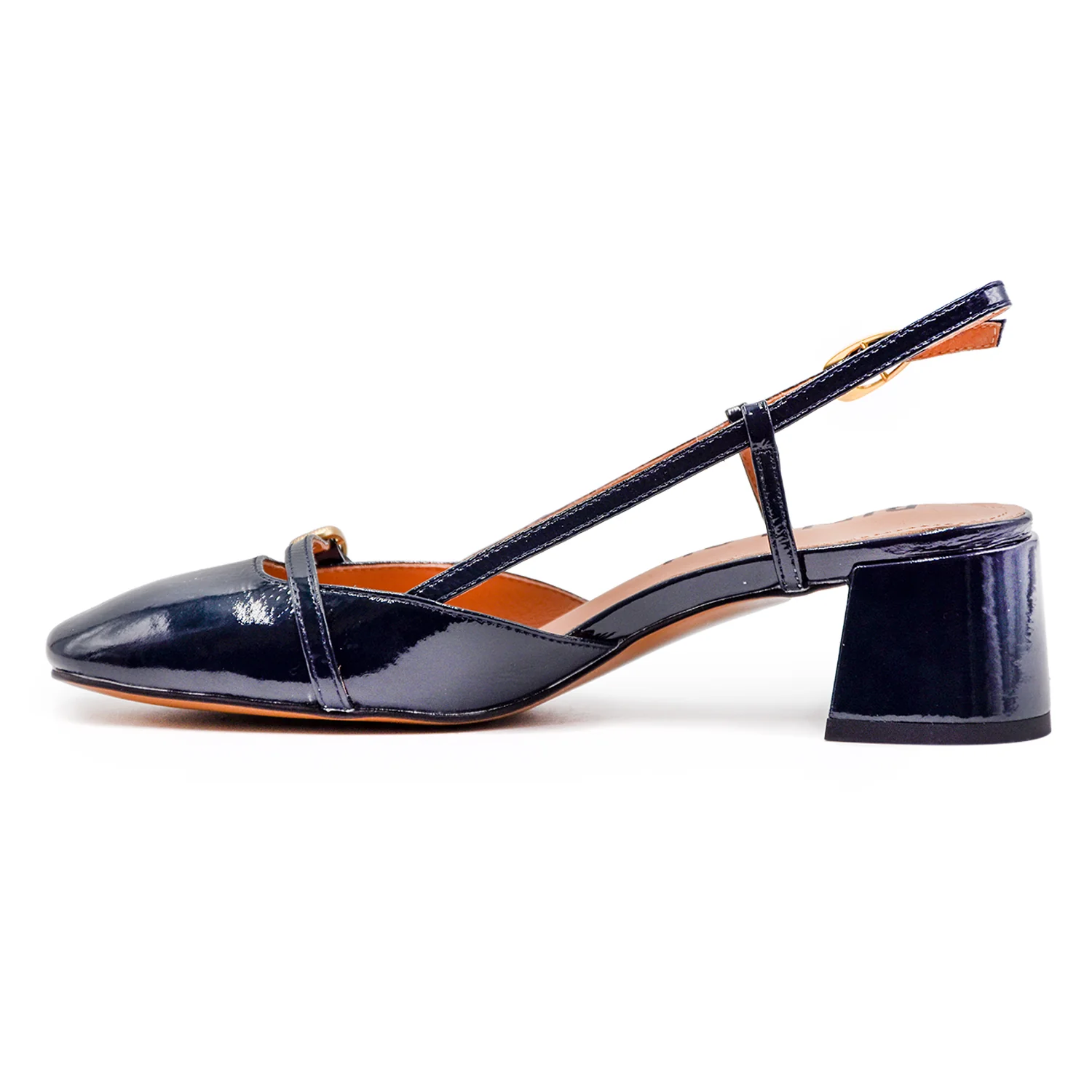 Bibi Lou Donna Modello Chanel Blu Scuro Con Tacco Quadrato - Image 4