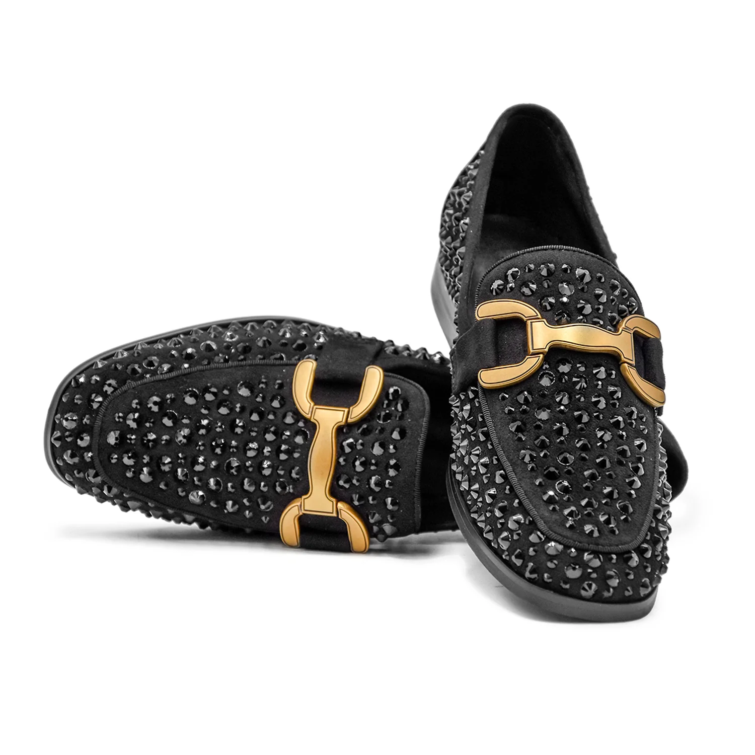 Bibi Lou Mocassini Vela Loafer Nero Con Strass Tono Su Tono Donna - Image 4