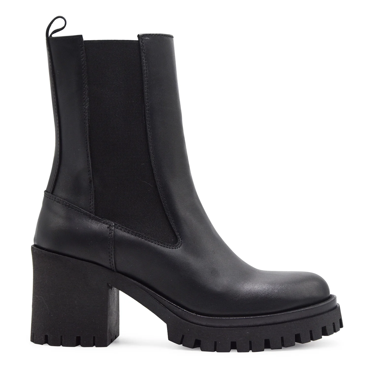 Stivaletti STM Donna 7031 Pelle Nero Con Tacco Di 8 Centimetri