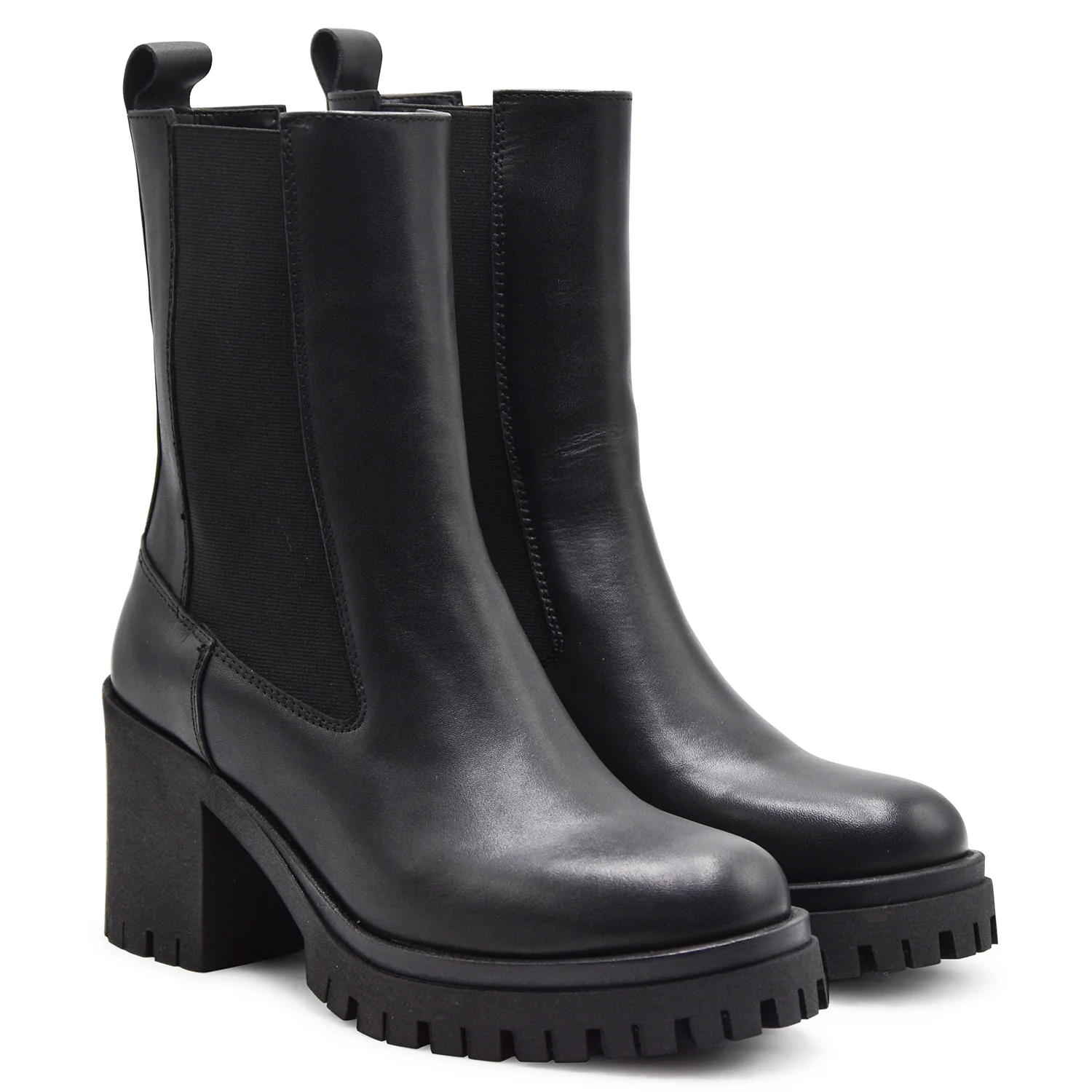 Stivaletti STM Donna 7031 Pelle Nero Con Tacco Di 8 Centimetri - Image 2