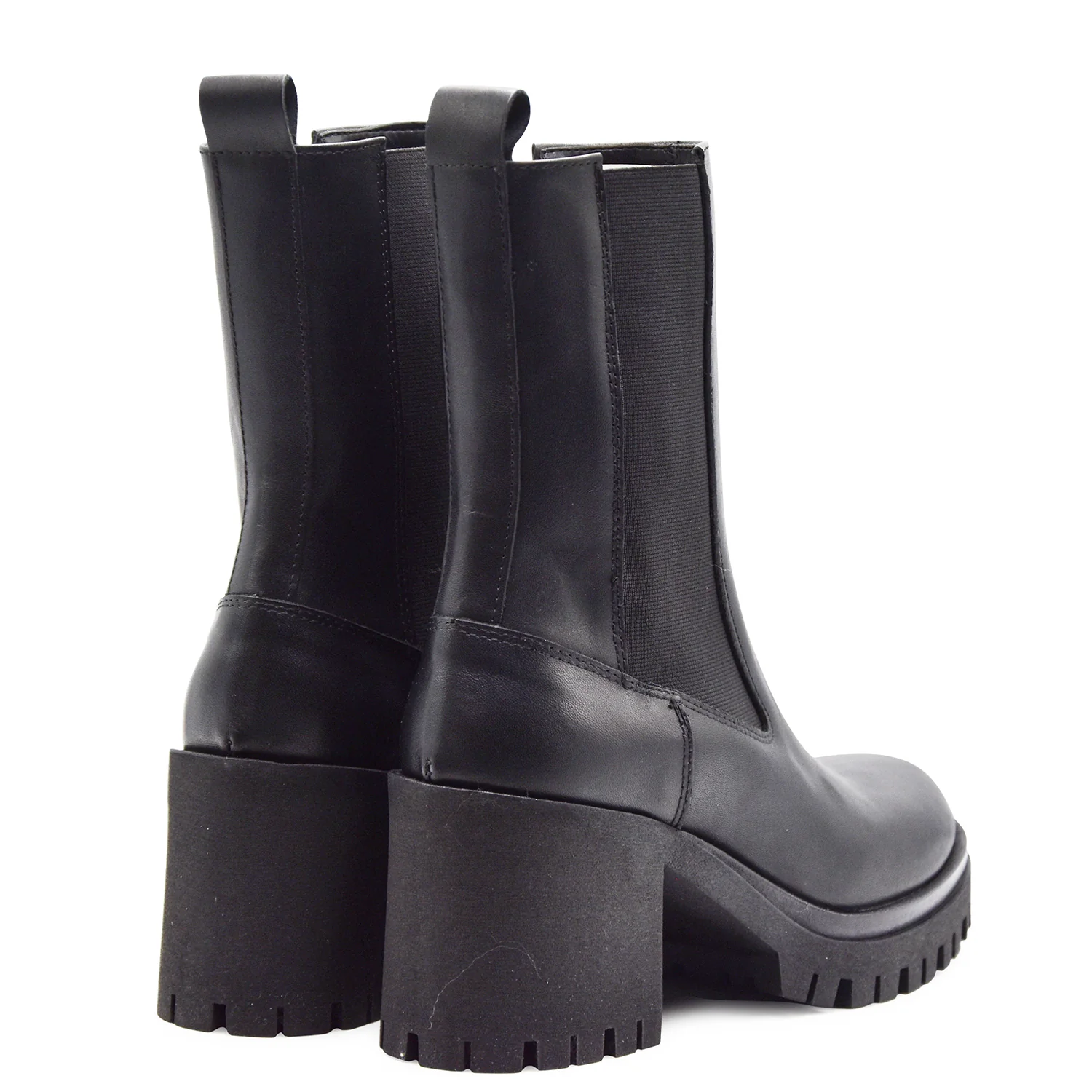 Stivaletti STM Donna 7031 Pelle Nero Con Tacco Di 8 Centimetri - Image 4