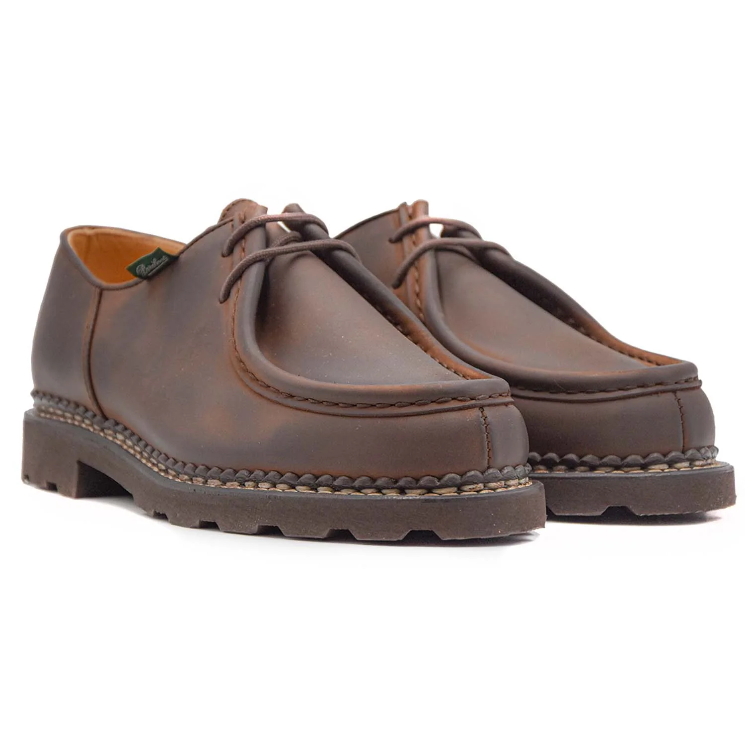 Stringata Paraboot Pelle Marrone Uomo A Costruzione Norvegese - Image 3