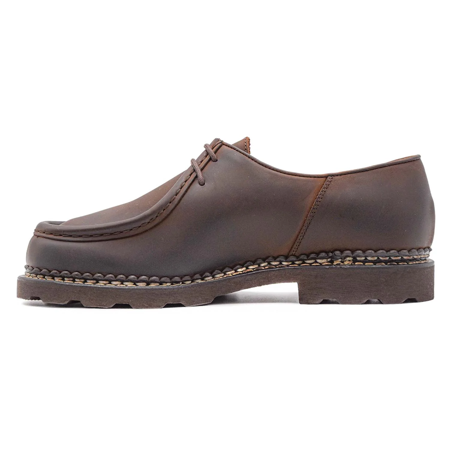 Stringata Paraboot Pelle Marrone Uomo A Costruzione Norvegese - Image 4