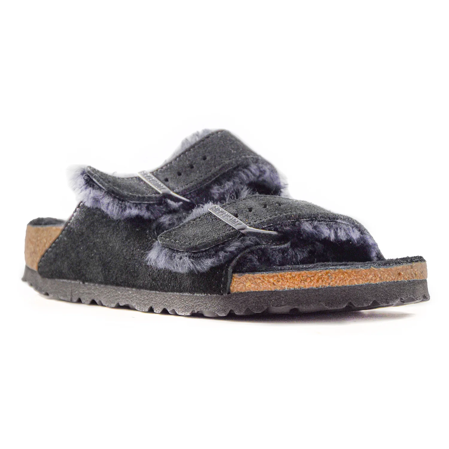 Birkenstock Sandali Arizona Shearling Nero Donna Con Suola In EVA - Image 5