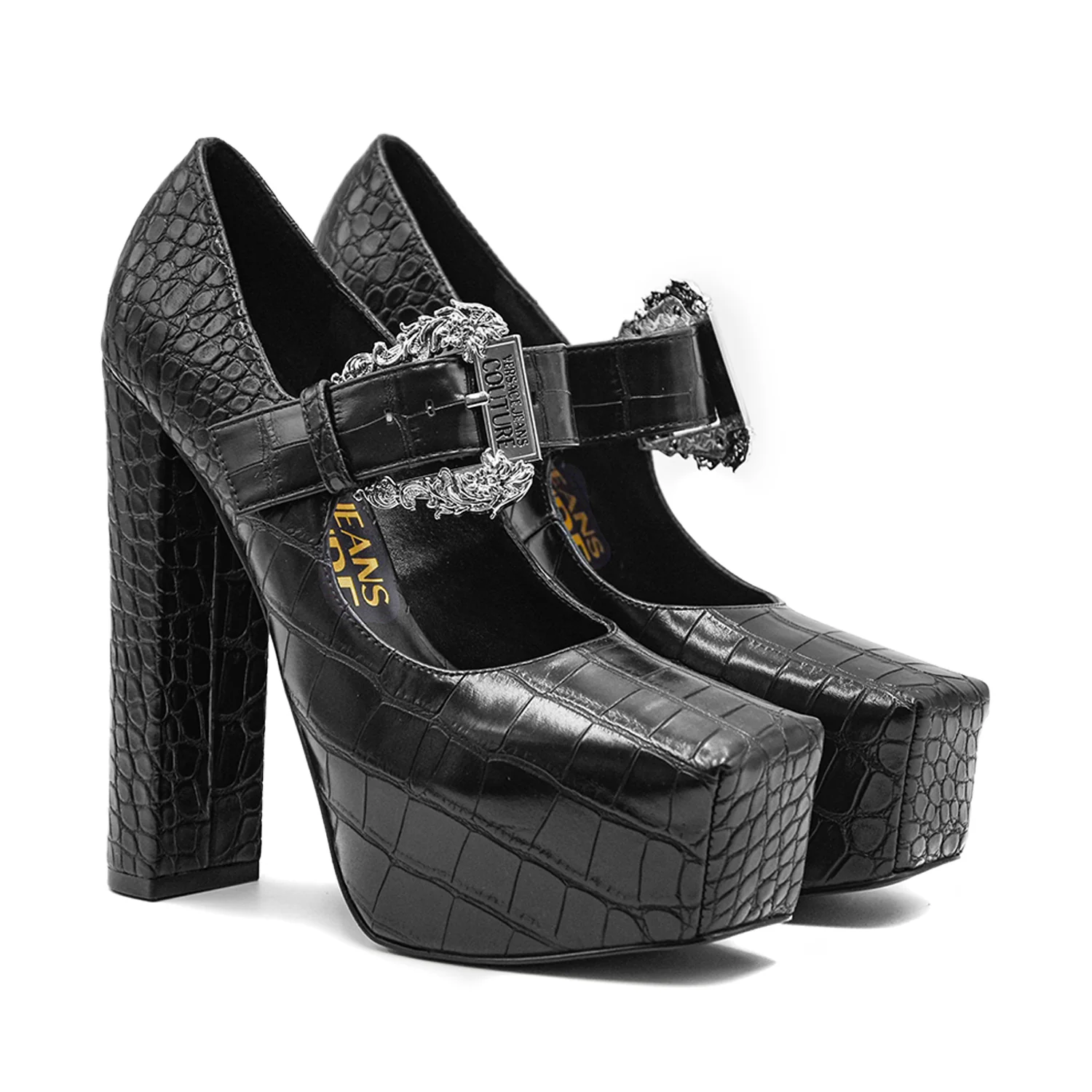 Décolleté Versace Jeans Couture Donna Nero Con Plateau Interno - Image 2