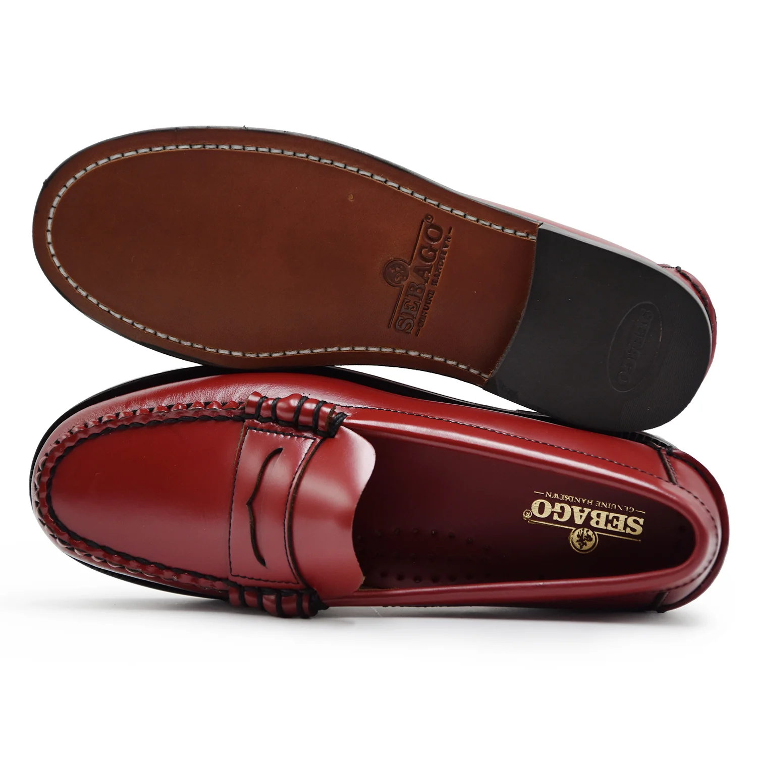 Mocassini Sebago Dan Pigment Donna Rosso Scarlet Suola In Cuoio - Image 3