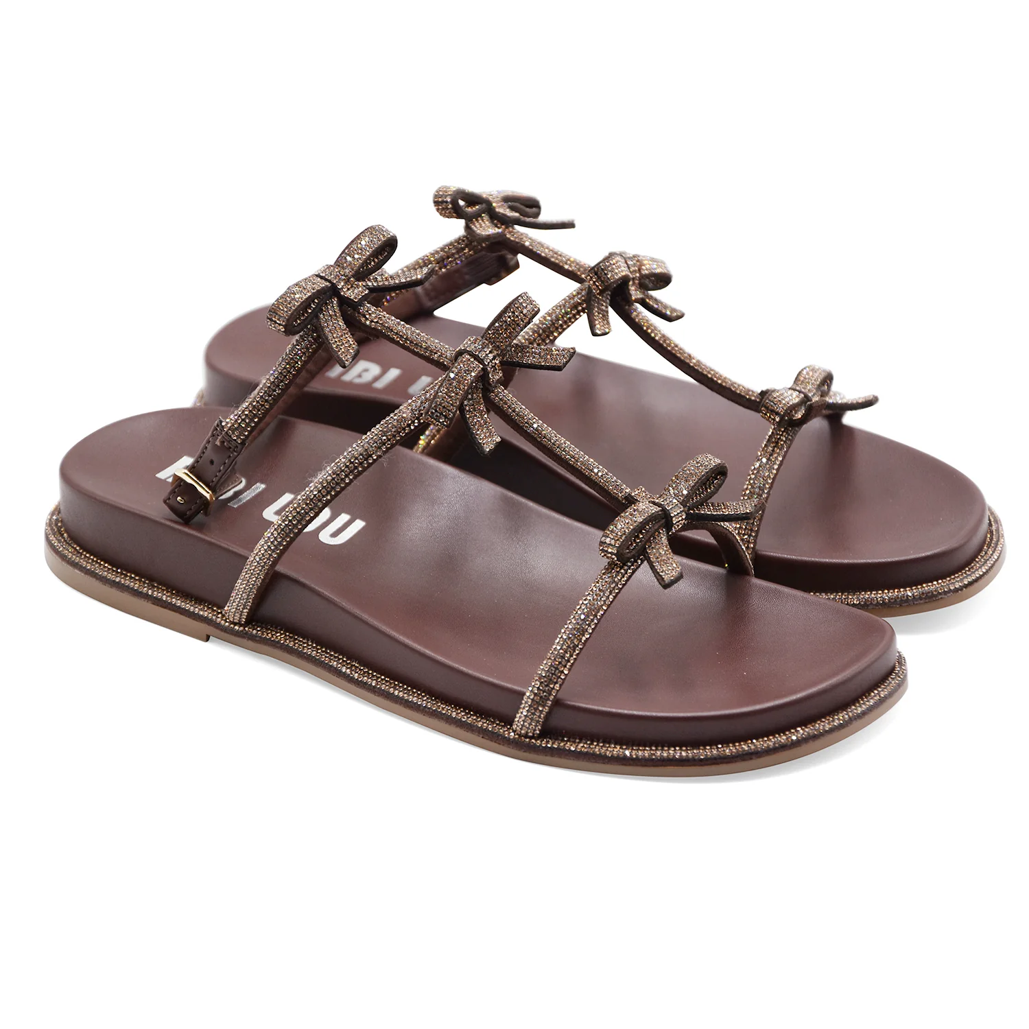 Sandali Bibi Lou Bowi Donna Pelle Marrone Fiocchi Decorativi - Image 4