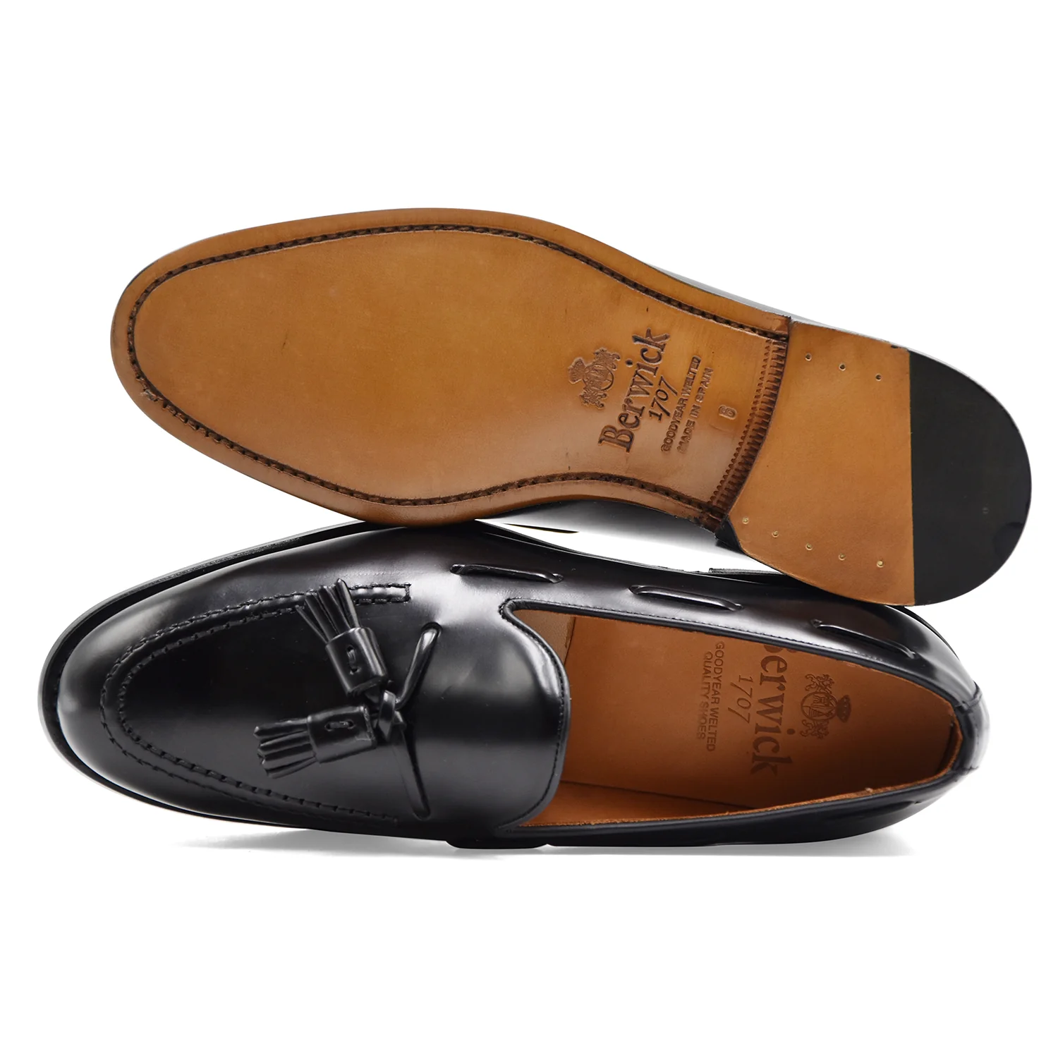 Mocassini Uomo Berwick 1707 In Pelle Nero Nappine Made In Spain - Image 3