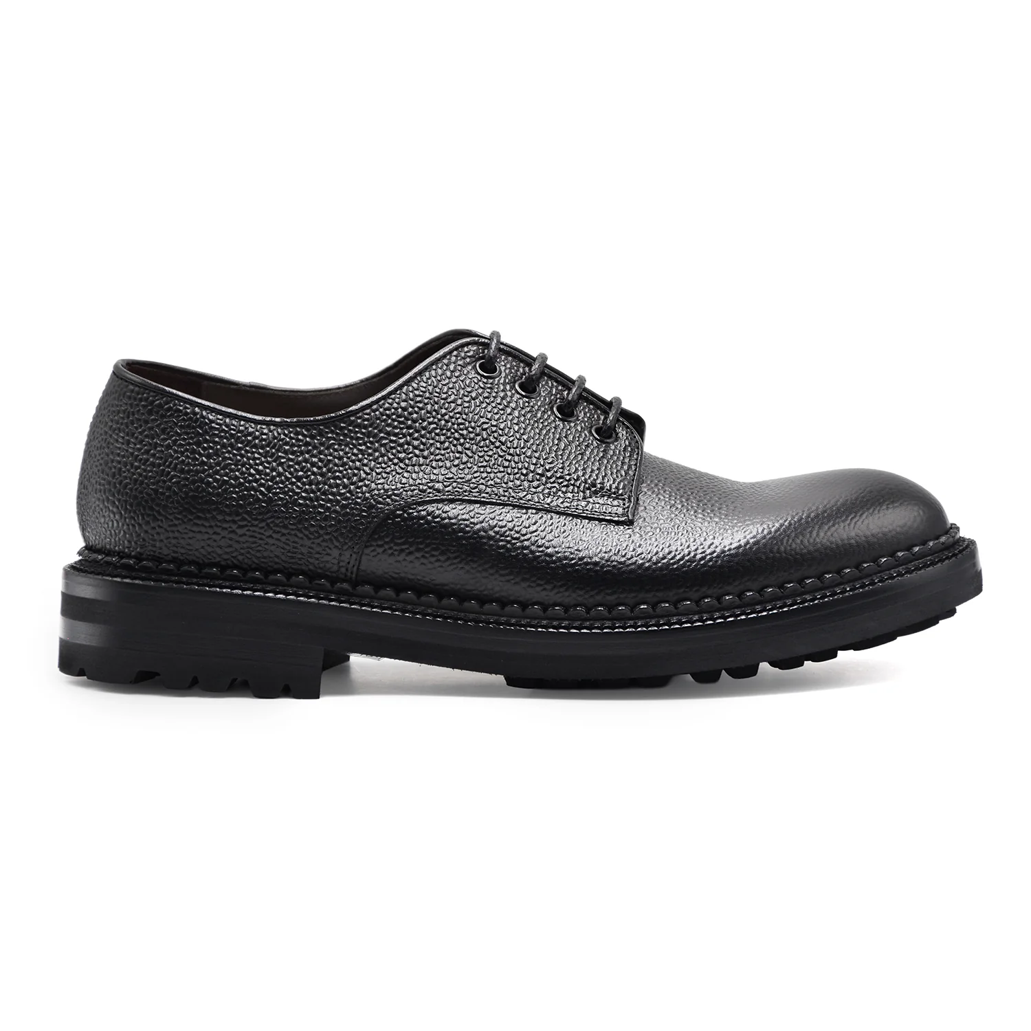 Allacciata Derby Green George Scotch Uomo Nero Pelle Martellata