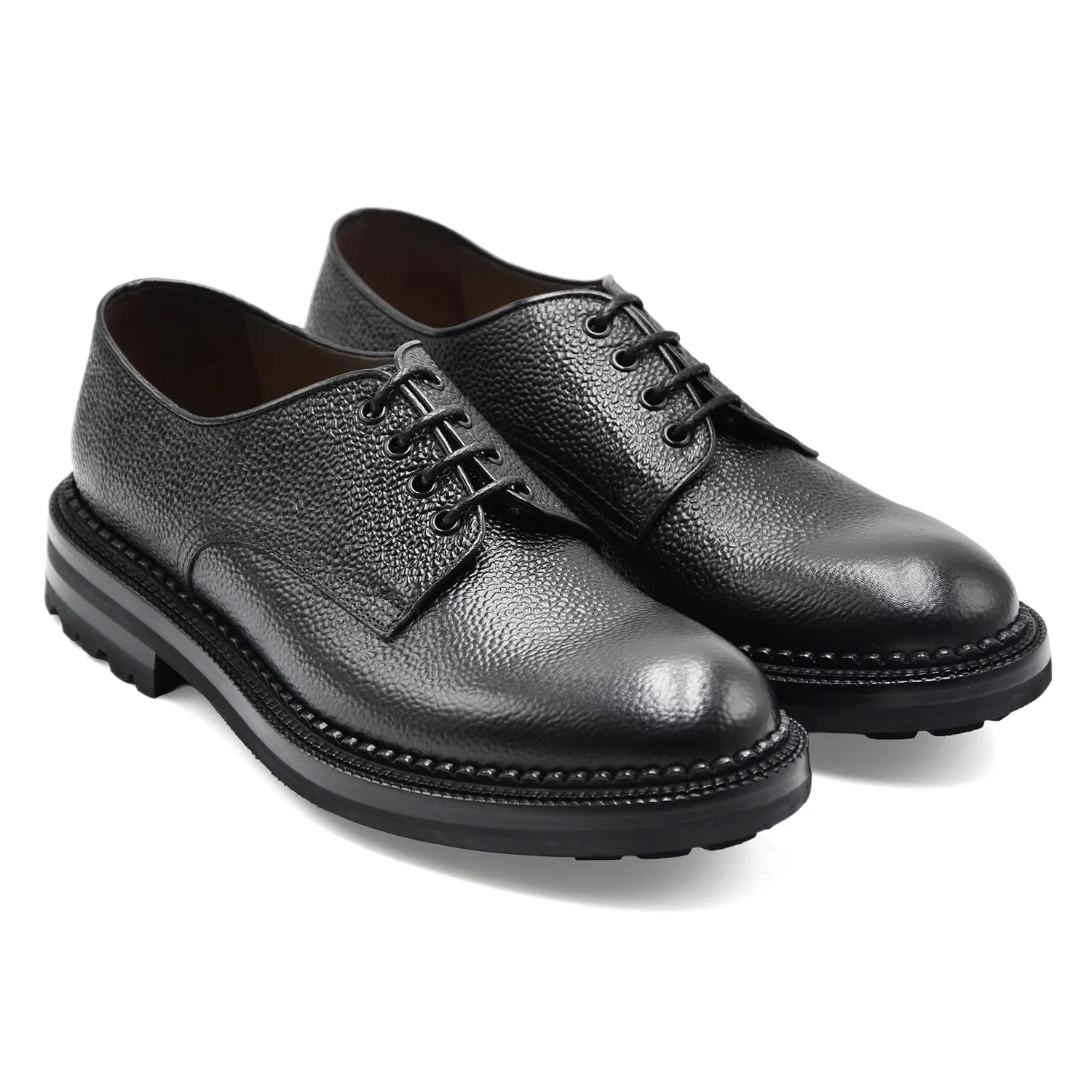Allacciata Derby Green George Scotch Uomo Nero Pelle Martellata - Image 2