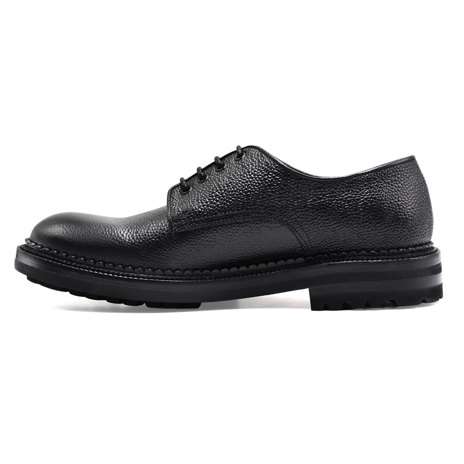 Allacciata Derby Green George Scotch Uomo Nero Pelle Martellata - Image 3
