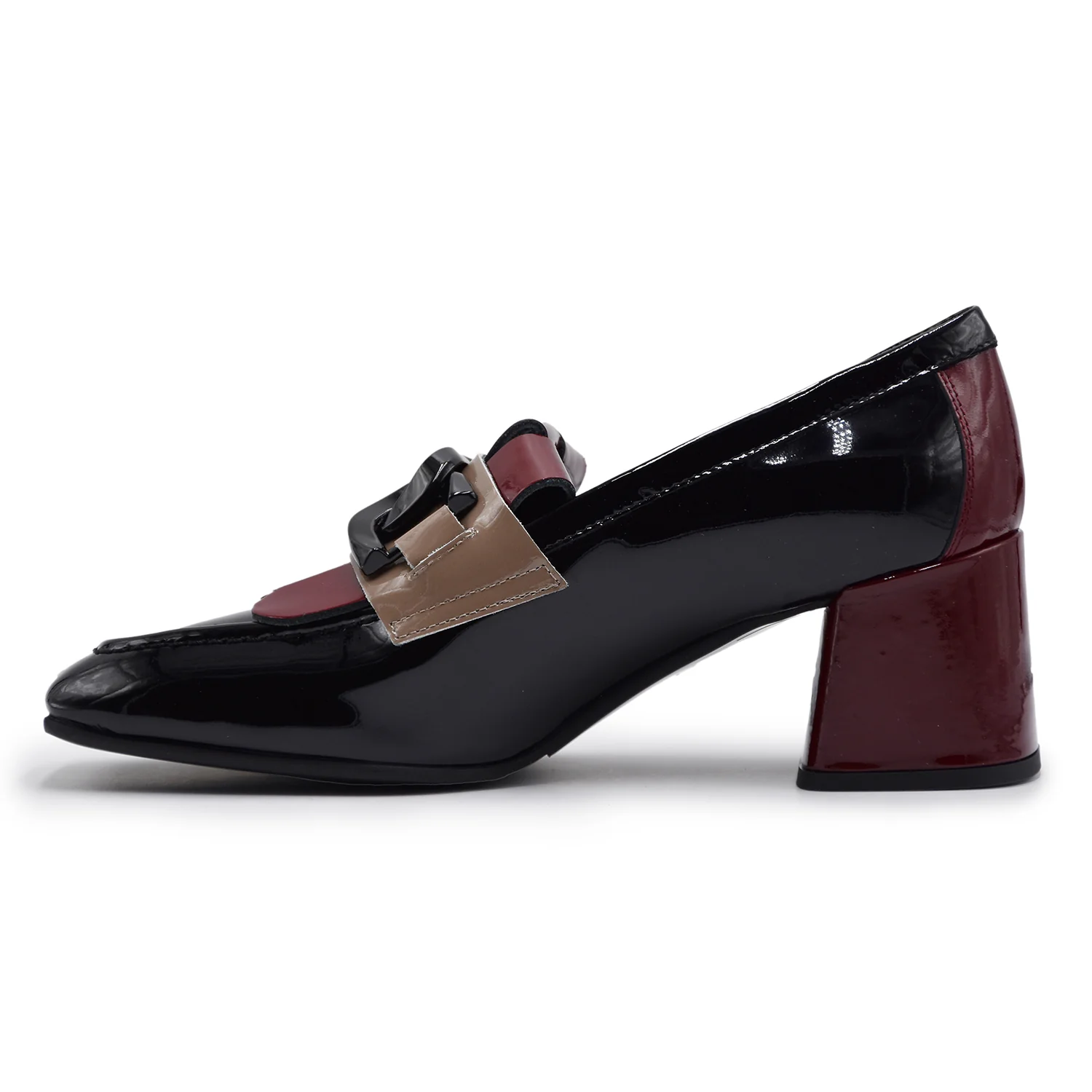 Mocassini Bruglia Milano Donna Frangia Morsetto Nero Bordeaux - Image 3
