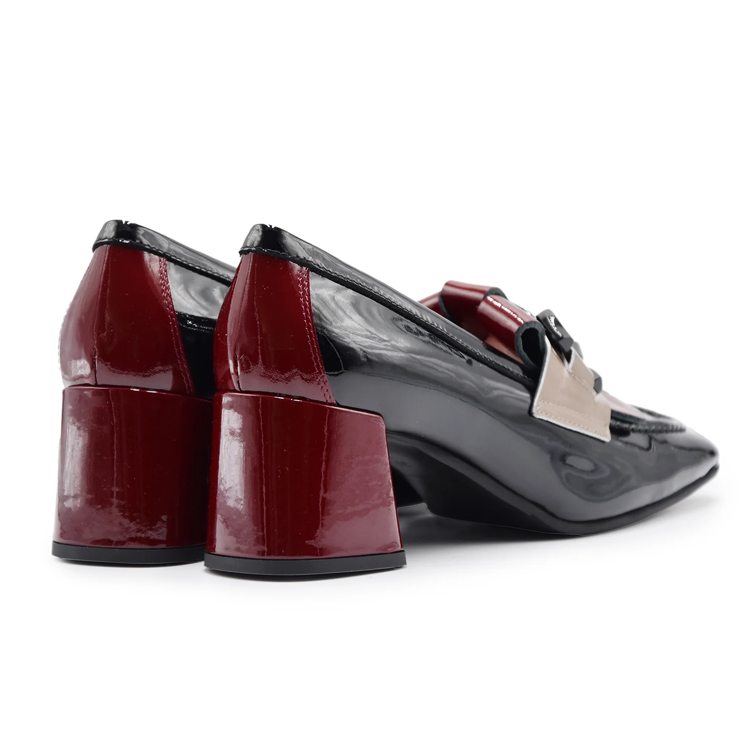 Mocassini Bruglia Milano Donna Frangia Morsetto Nero Bordeaux - Image 4