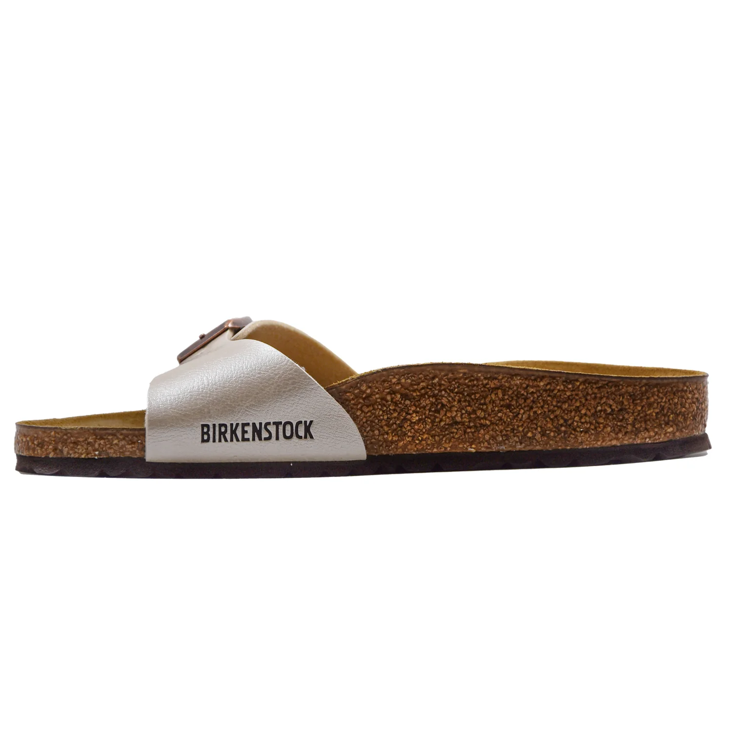 Sandali Birkenstock Madrid Donna Effetto Seta Color Perla Con Plantare - Image 3