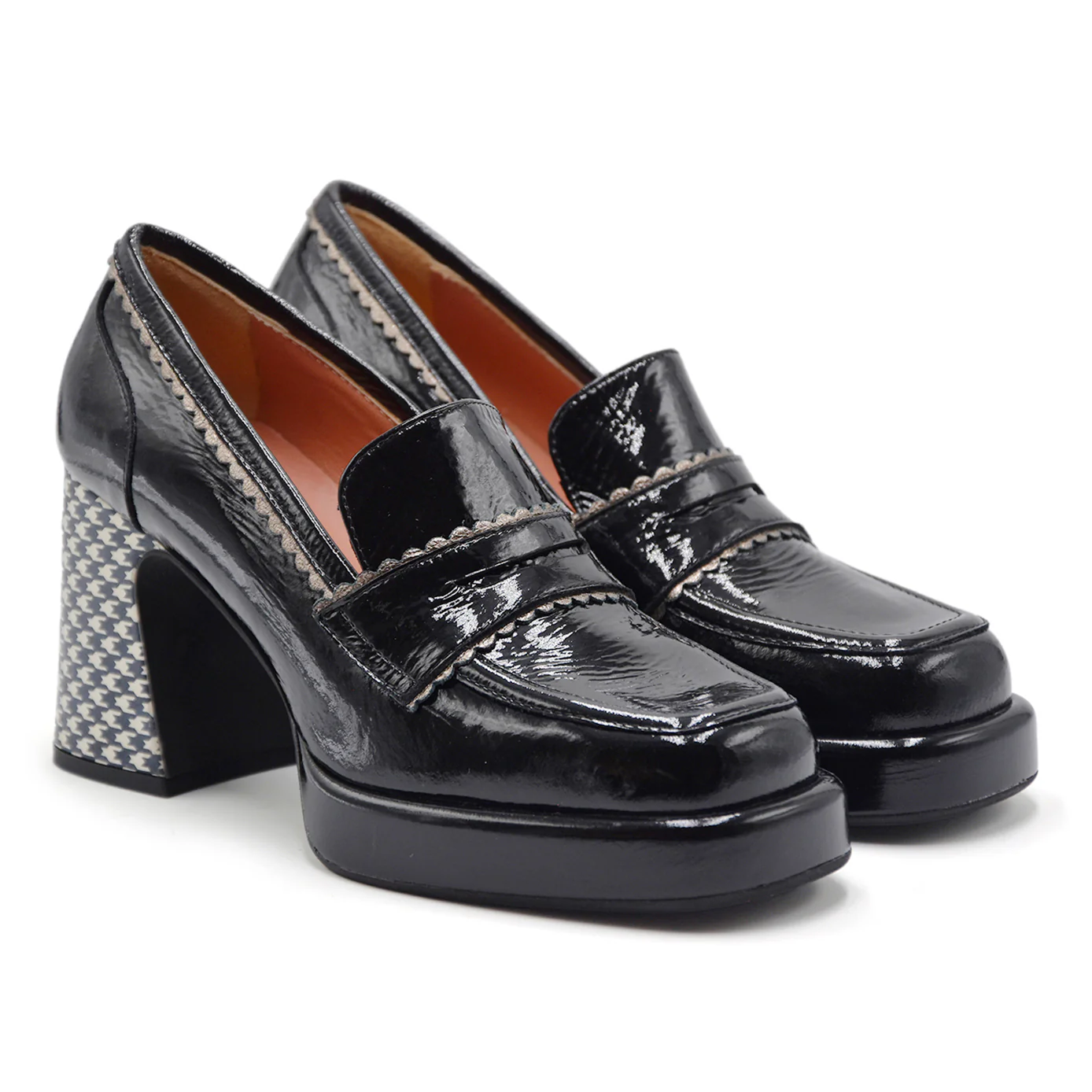 Mocassini Les:Venues Donna Naplak Nero Tacco Stile Pied-De-Poule - Image 2