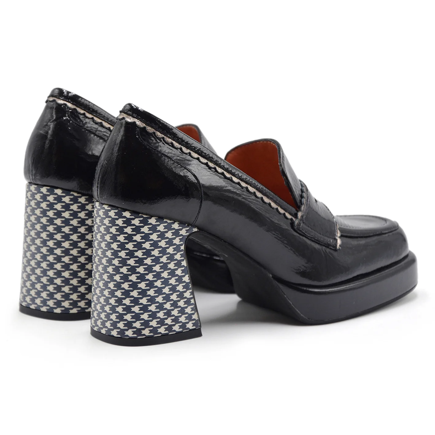 Mocassini Les:Venues Donna Naplak Nero Tacco Stile Pied-De-Poule - Image 3
