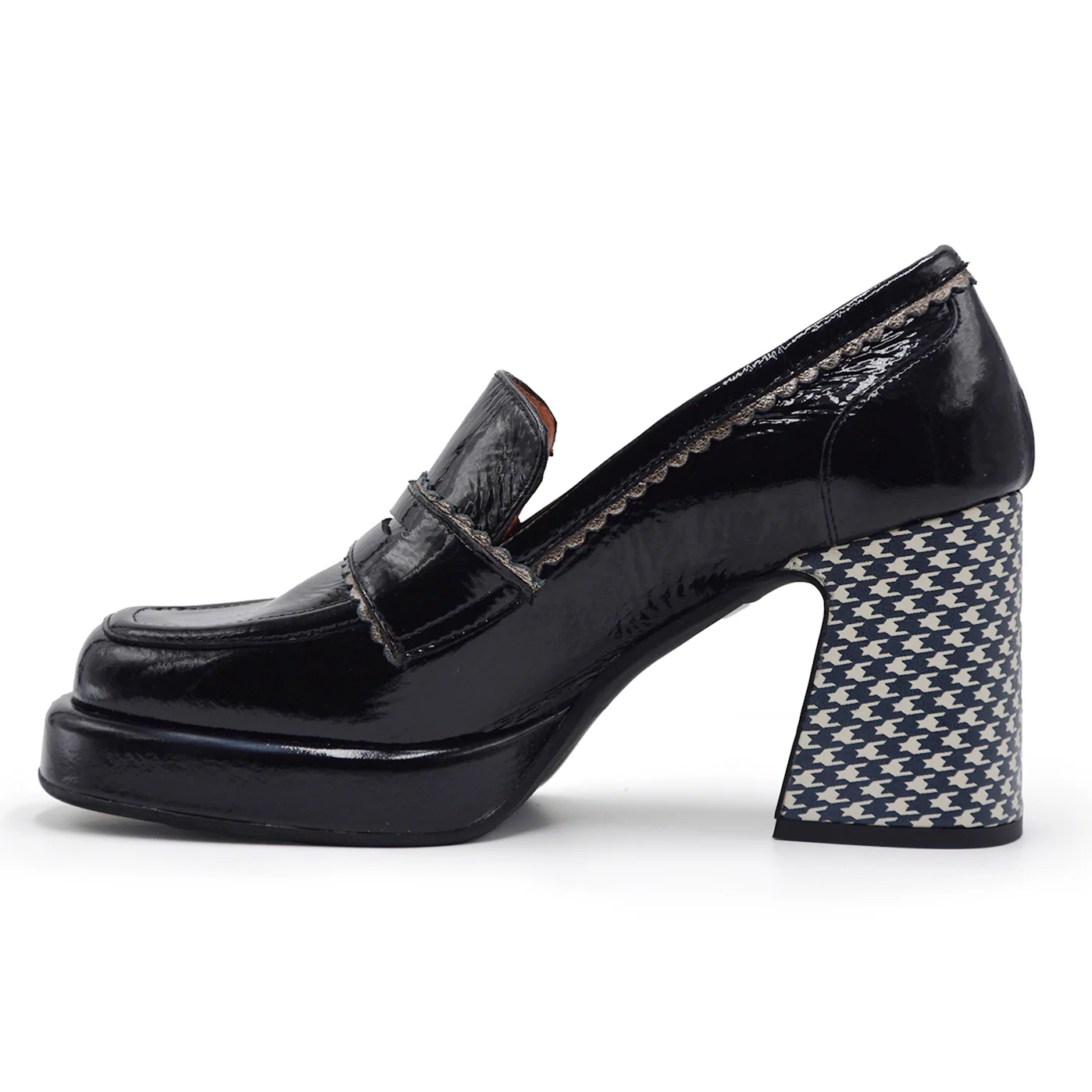 Mocassini Les:Venues Donna Naplak Nero Tacco Stile Pied-De-Poule - Image 4