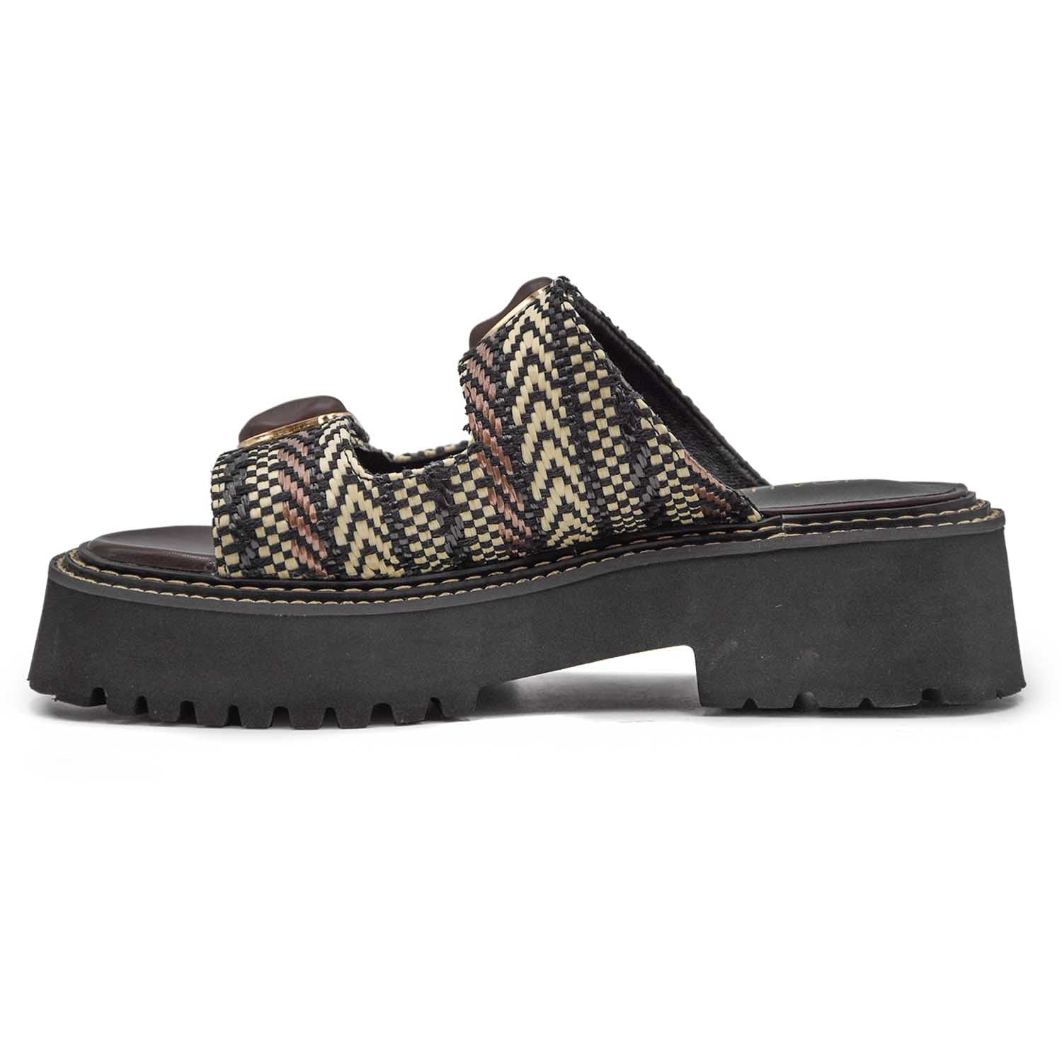 Noa Harmon Sandali Heaven Marrone Nero Donna Cuciture A Contrasto - Image 3