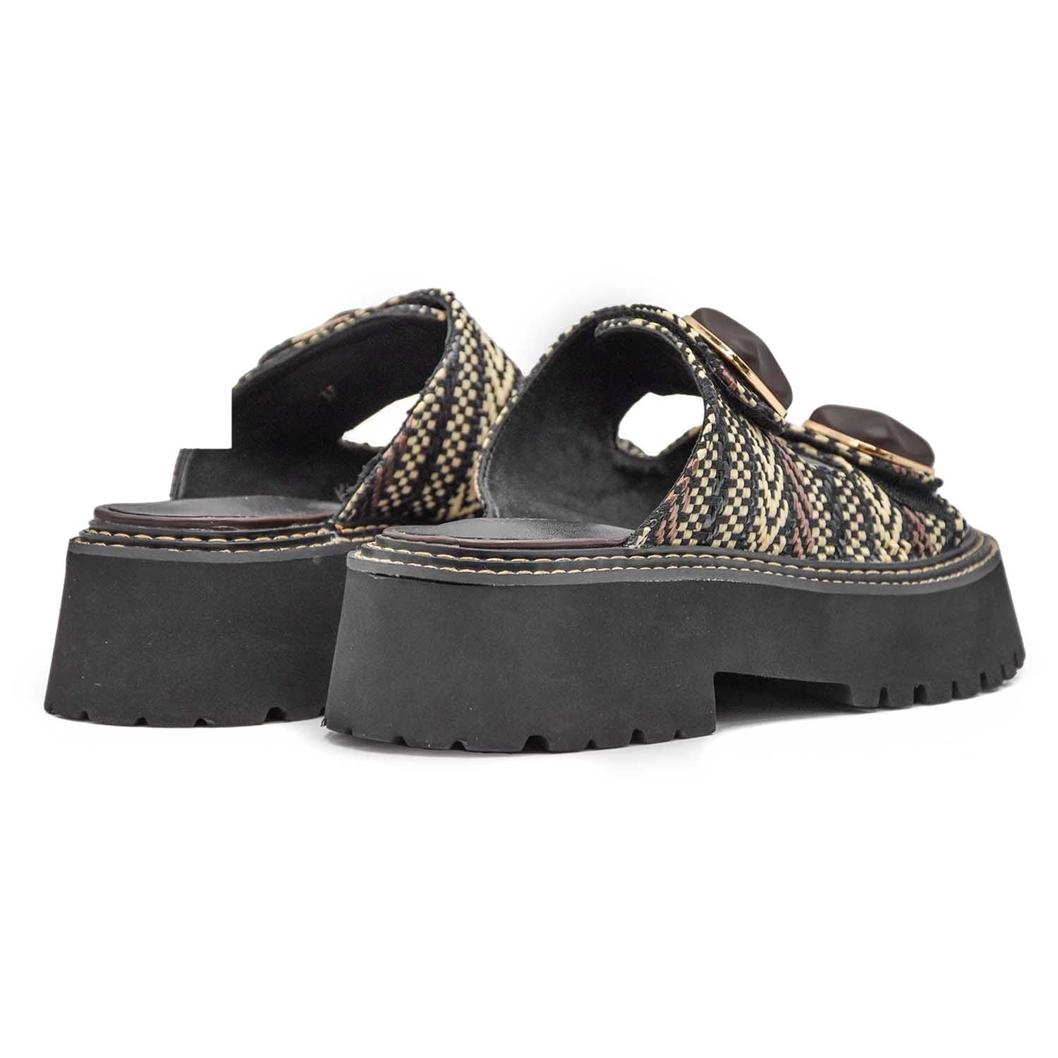 Noa Harmon Sandali Heaven Marrone Nero Donna Cuciture A Contrasto - Image 4