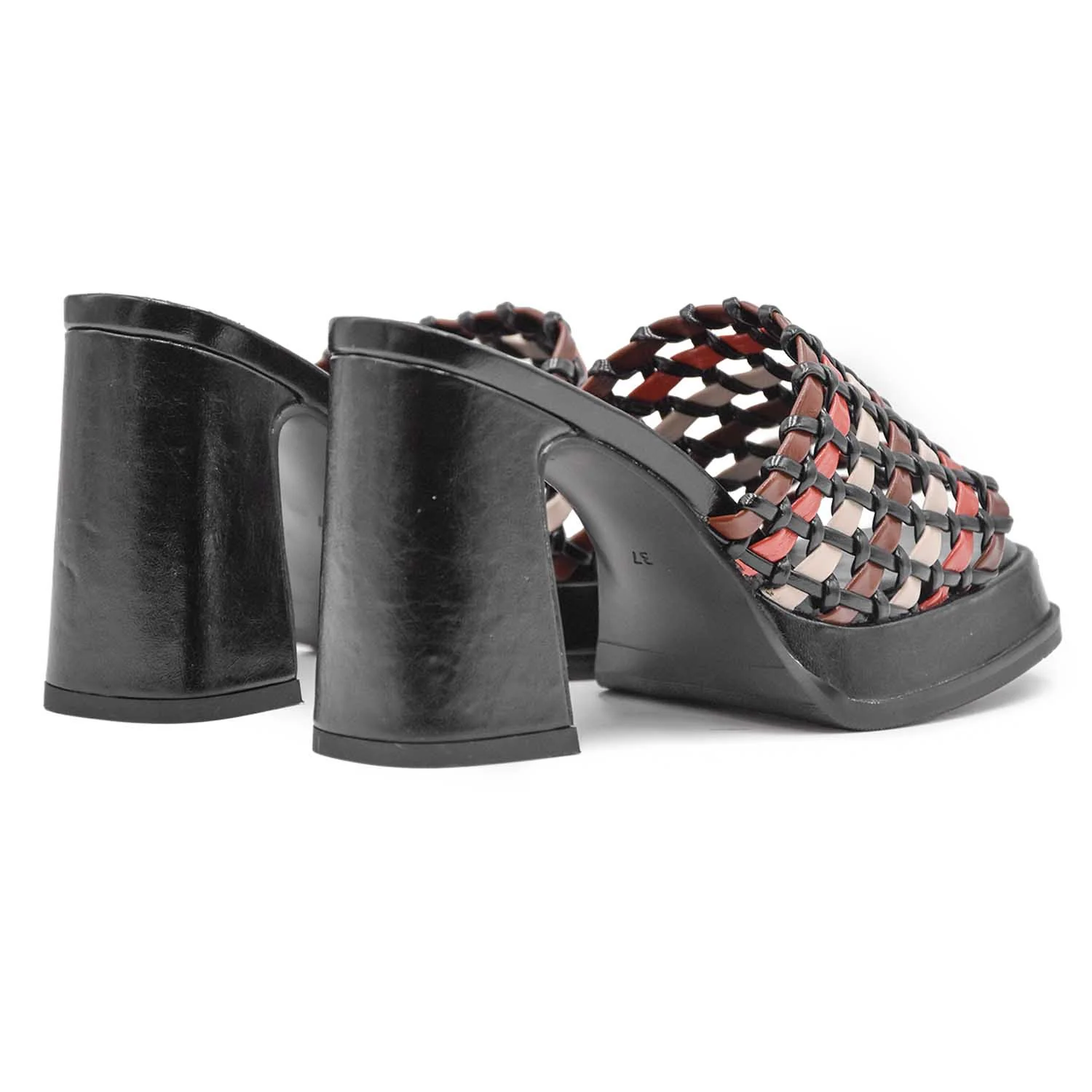 Sandali Donna Noa Harmon Mare Multi Tacco A Blocco Nero Lucido - Image 3